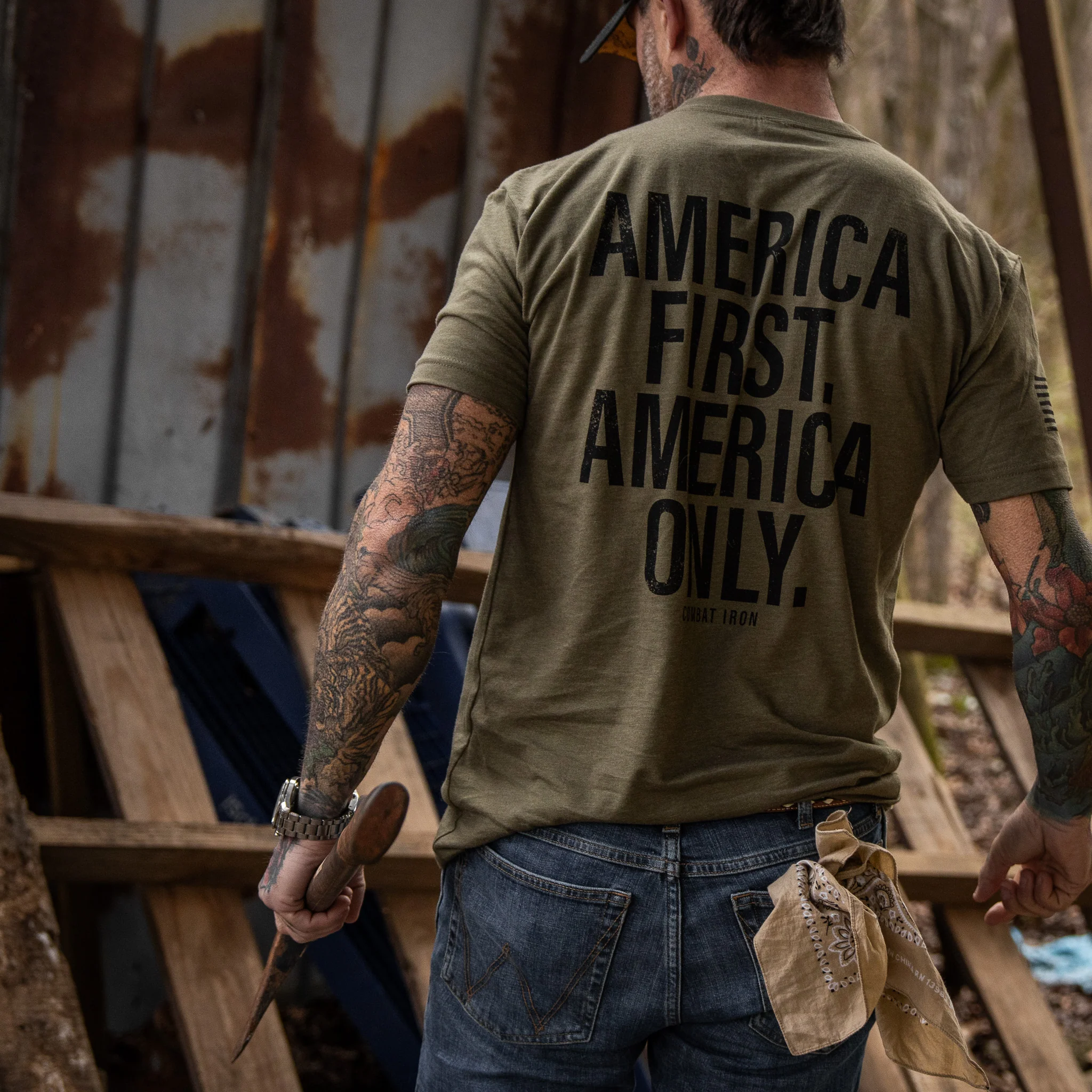 America First. American Only. Men's T-Shirt - Image 13