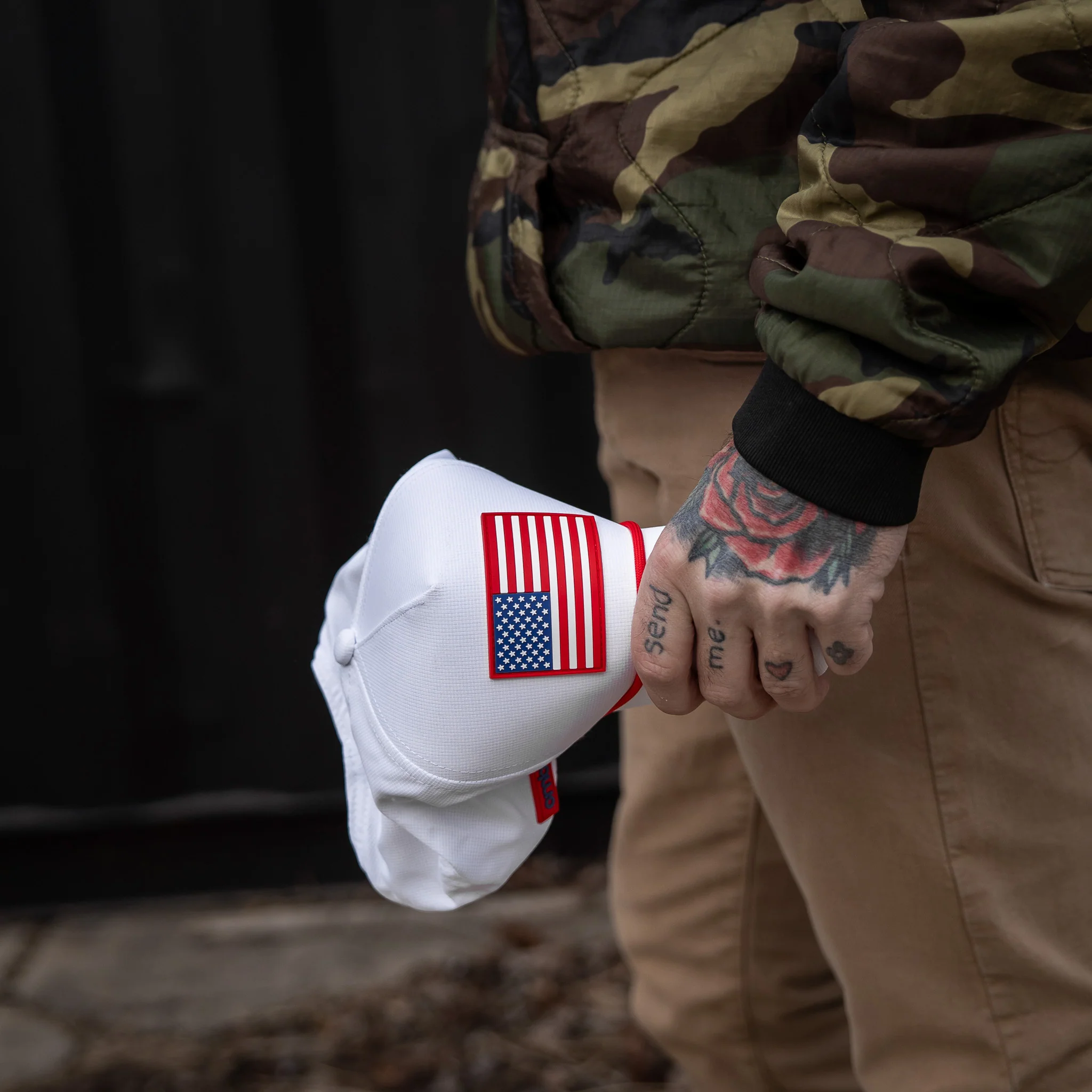 American Flag Patch Weekender Performance Snapback Hat - Image 7
