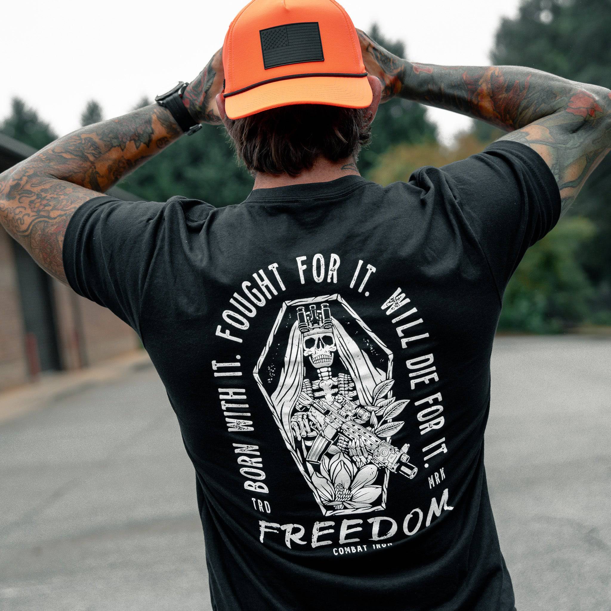 Born with it. Fought for it. Will Die for it. Freedom Men's T-Shirt - Image 2