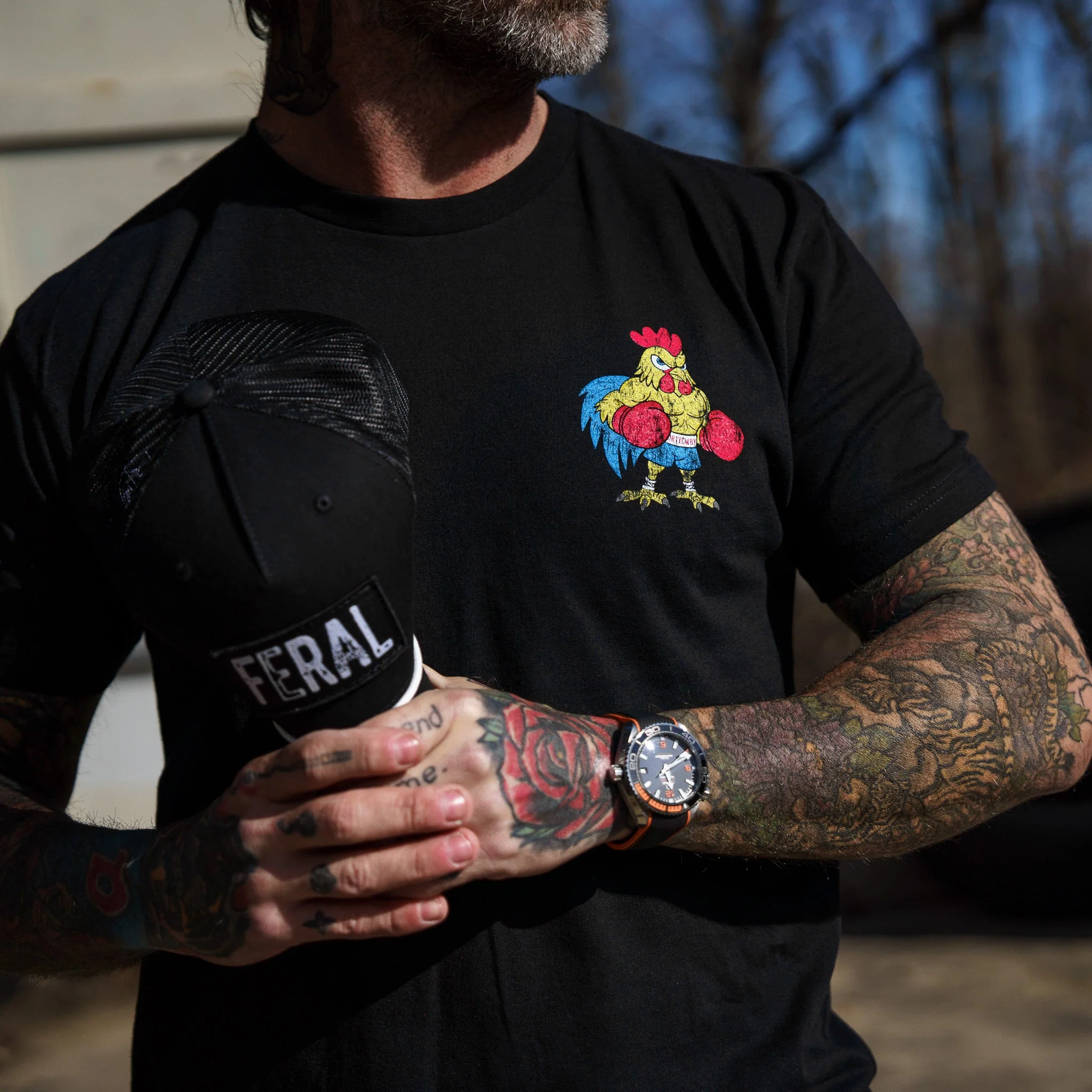 Boxing Chicken Strong Men's T-Shirt - Image 8