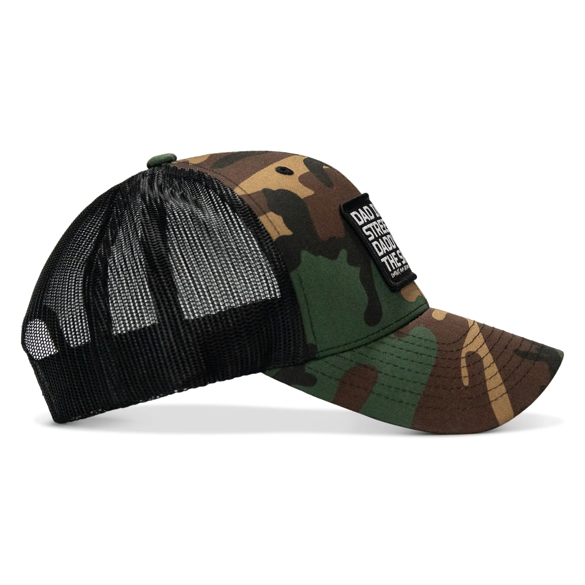 Dad In The Streets. Daddy In The Sheets. Black Patch Snapback Hat - Image 12