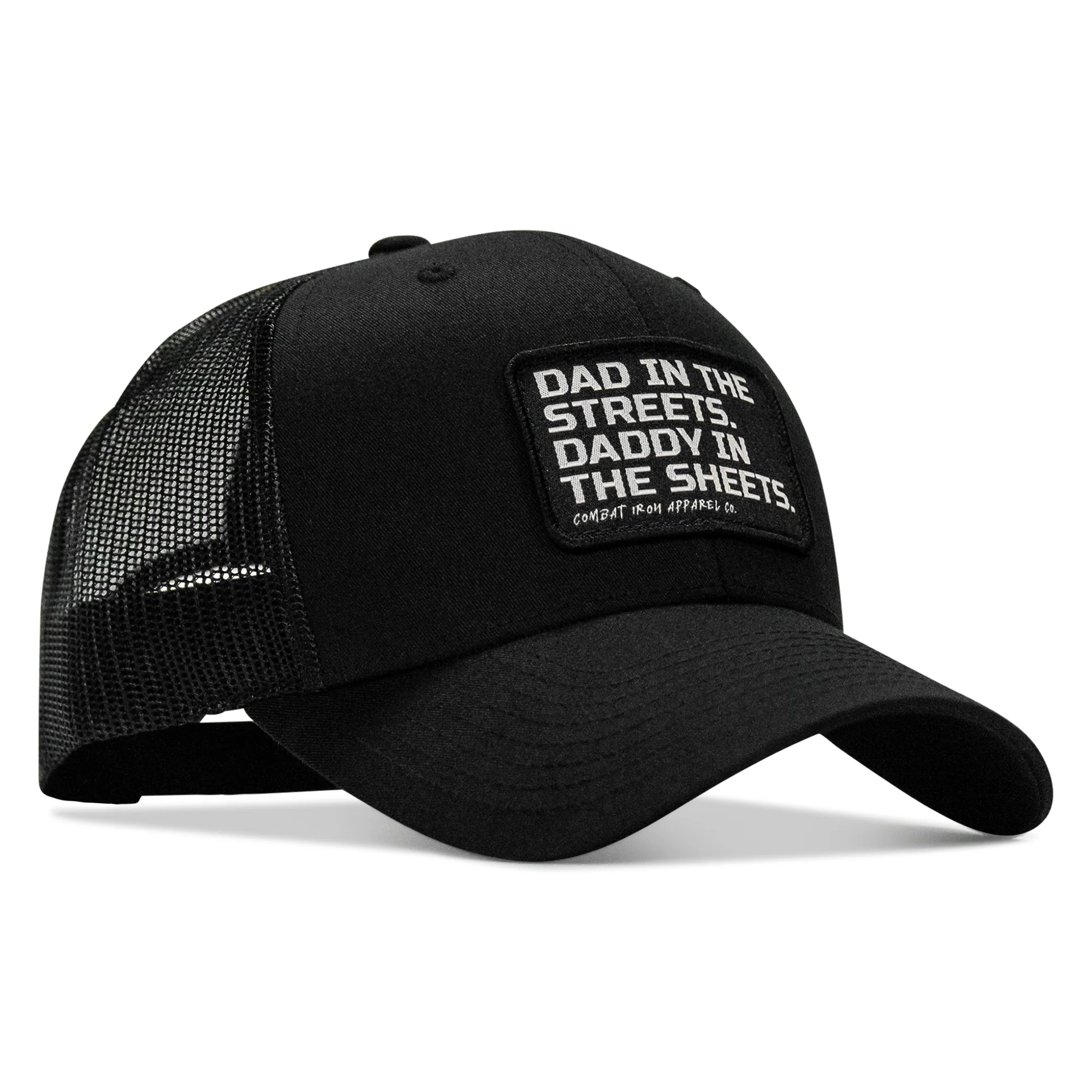 Dad In The Streets. Daddy In The Sheets. Black Patch Snapback Hat - Image 25