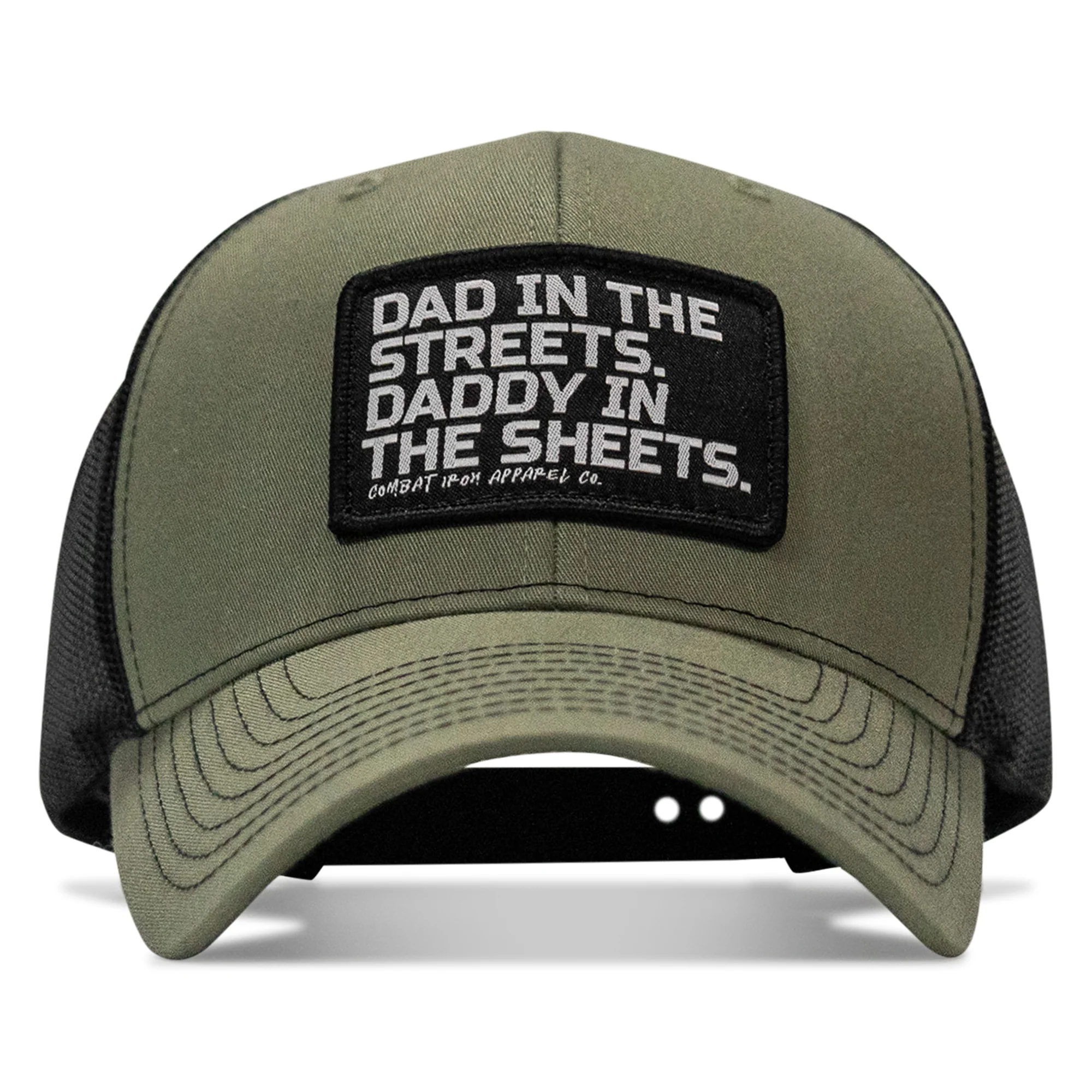 Dad In The Streets. Daddy In The Sheets. Black Patch Snapback Hat - Image 38