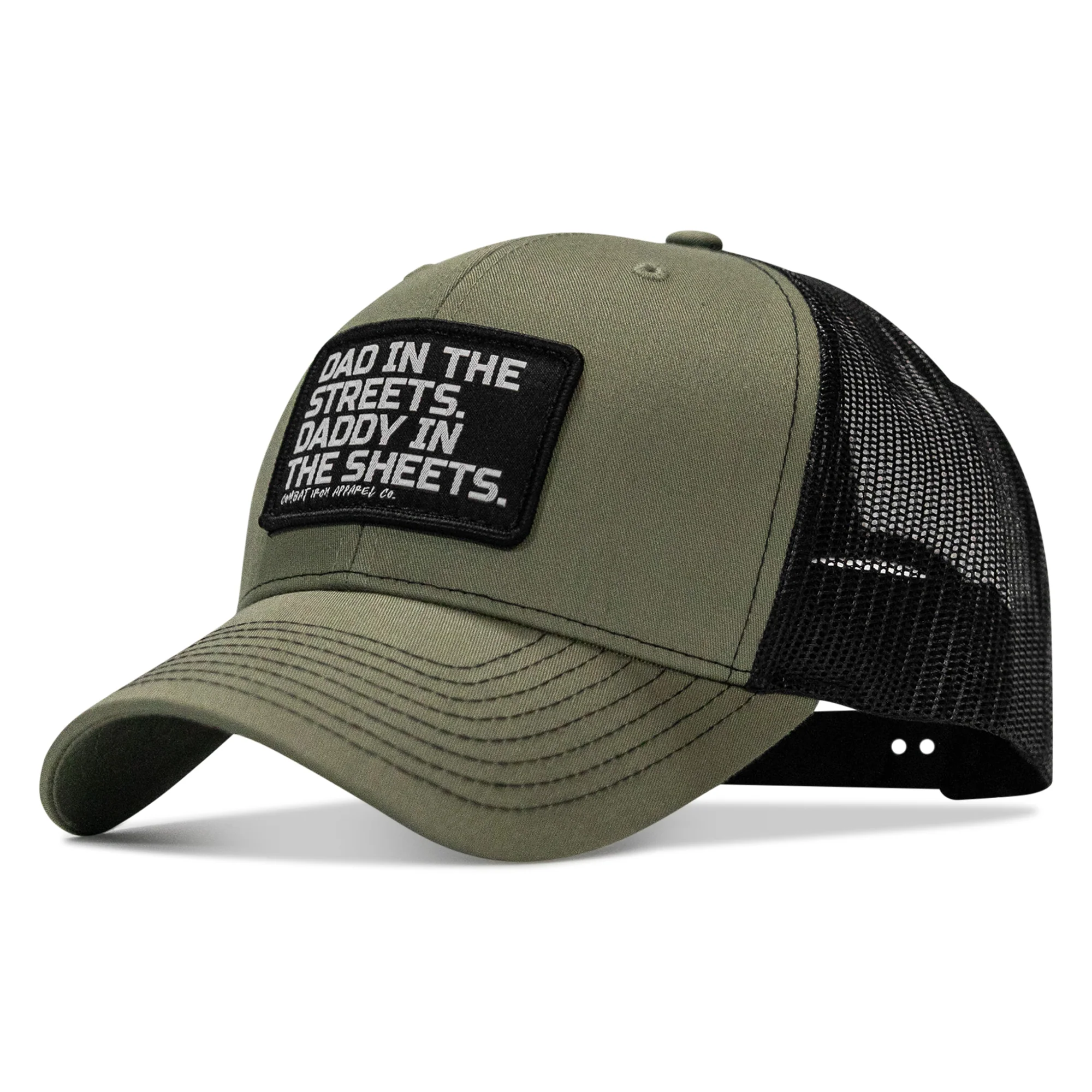 Dad In The Streets. Daddy In The Sheets. Black Patch Snapback Hat - Image 39