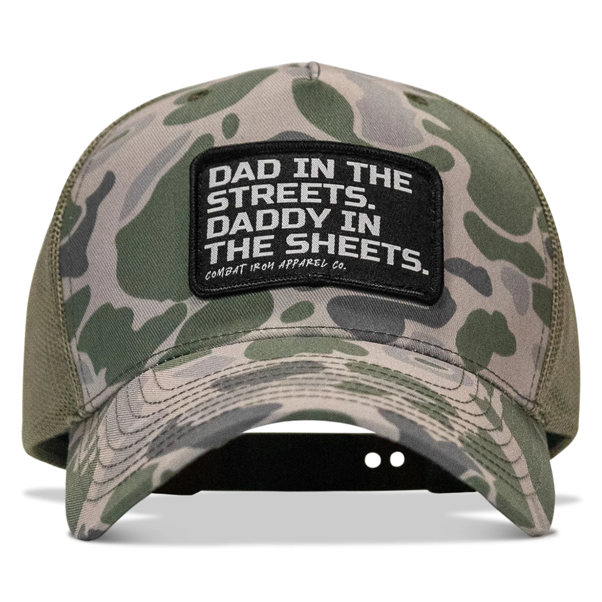 Dad In The Streets. Daddy In The Sheets. Black Patch Snapback Hat - Image 43
