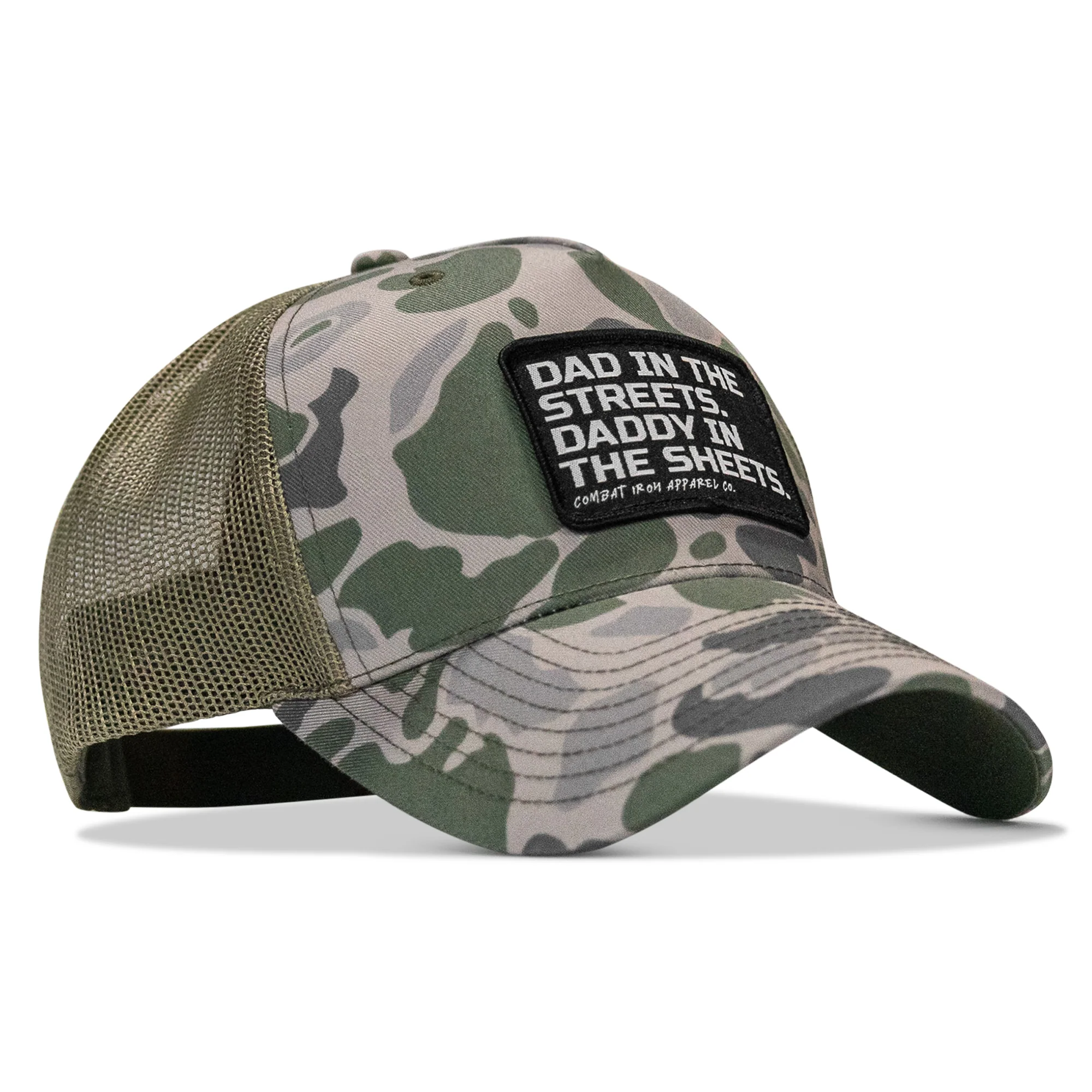 Dad In The Streets. Daddy In The Sheets. Black Patch Snapback Hat - Image 45