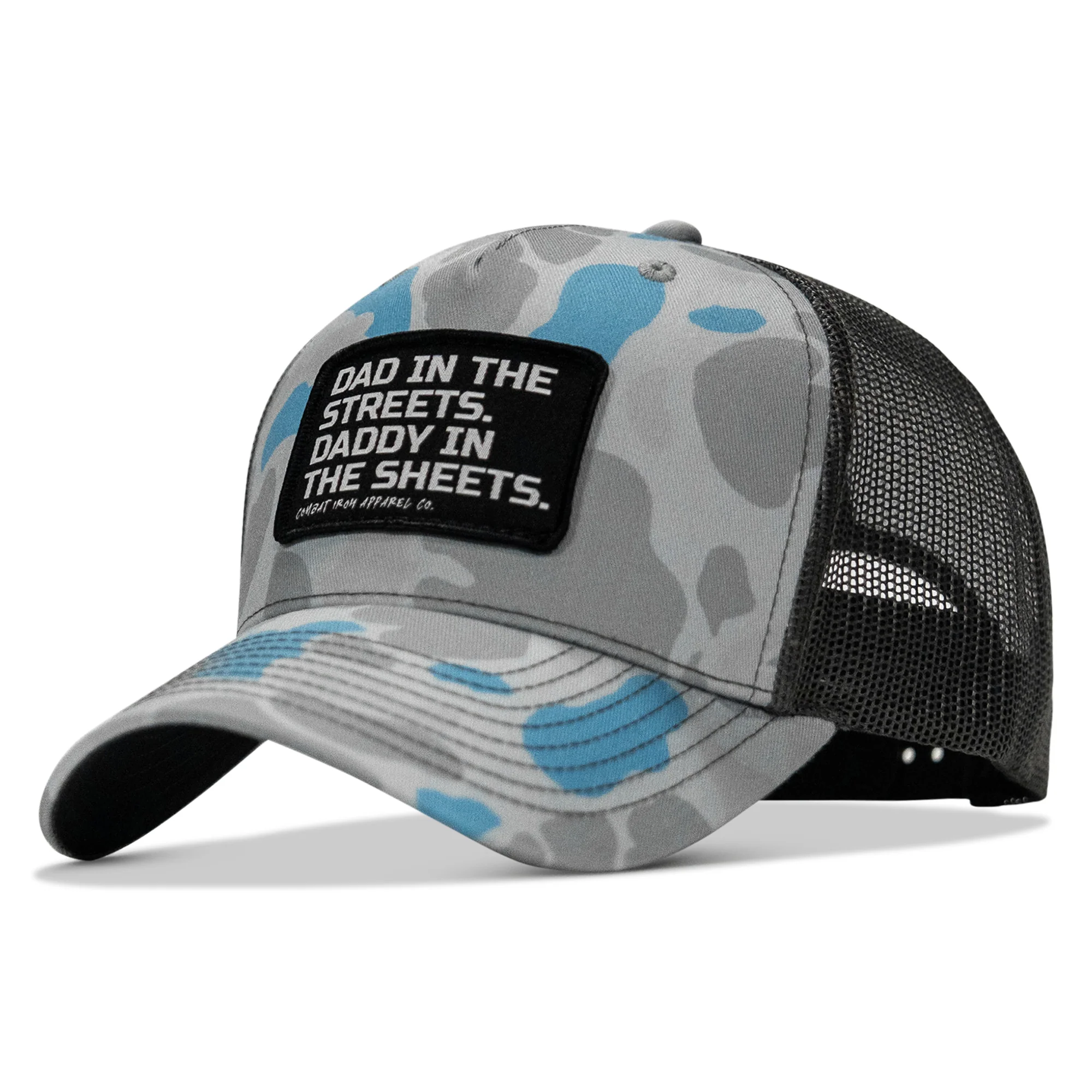 Dad In The Streets. Daddy In The Sheets. Black Patch Snapback Hat - Image 54