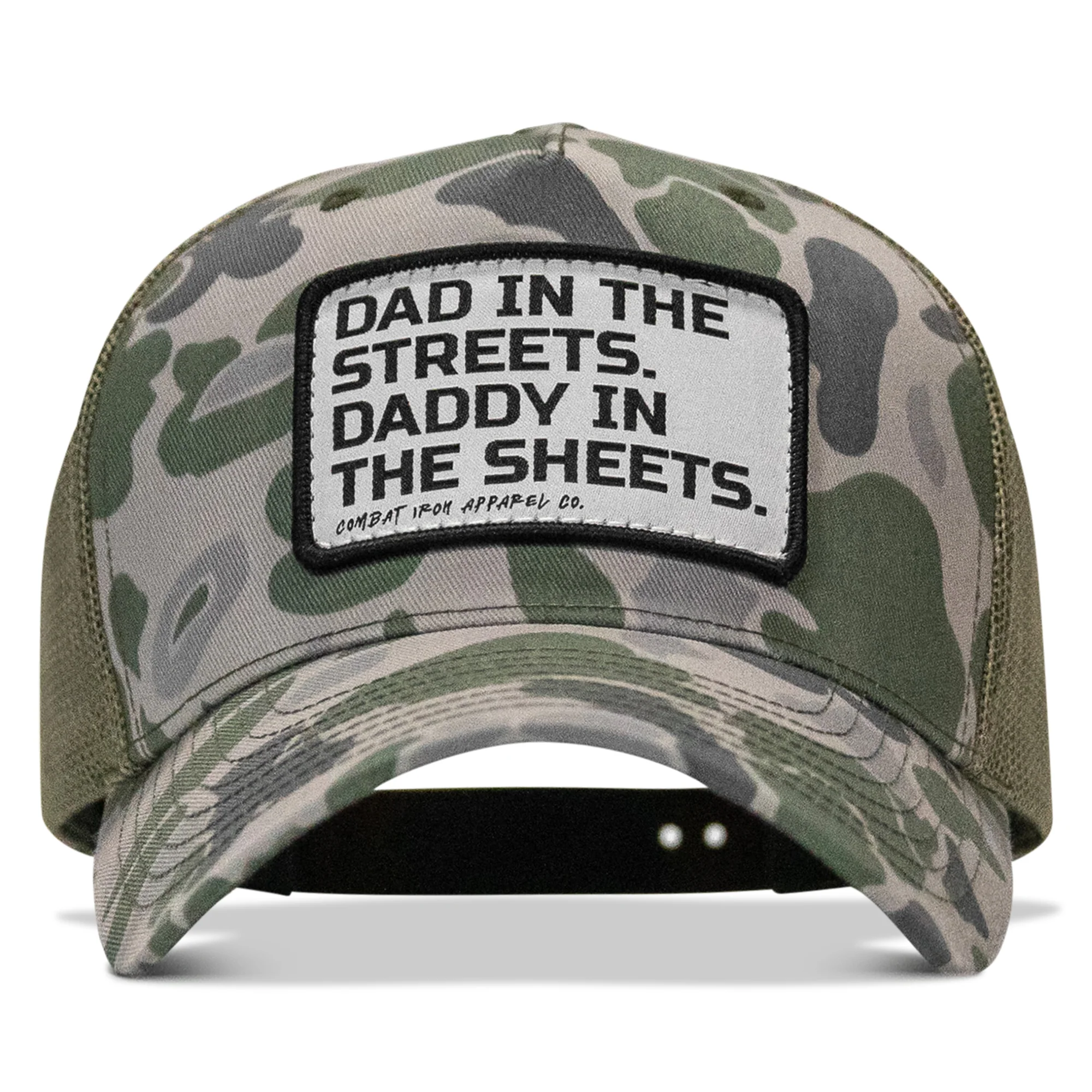 Dad In The Streets. Daddy In The Sheets. White Patch Snapback Hat - Image 62