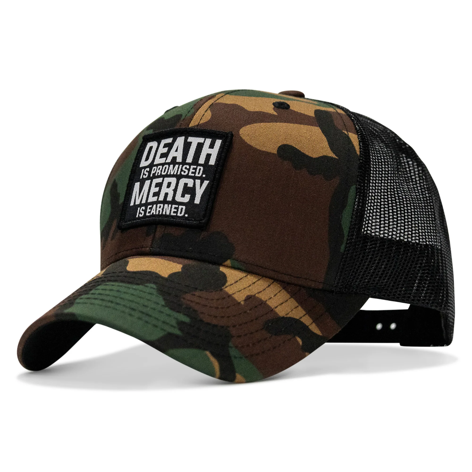 Death Is Promised. Mercy Is Earned Patch Snapback Hat - Image 12