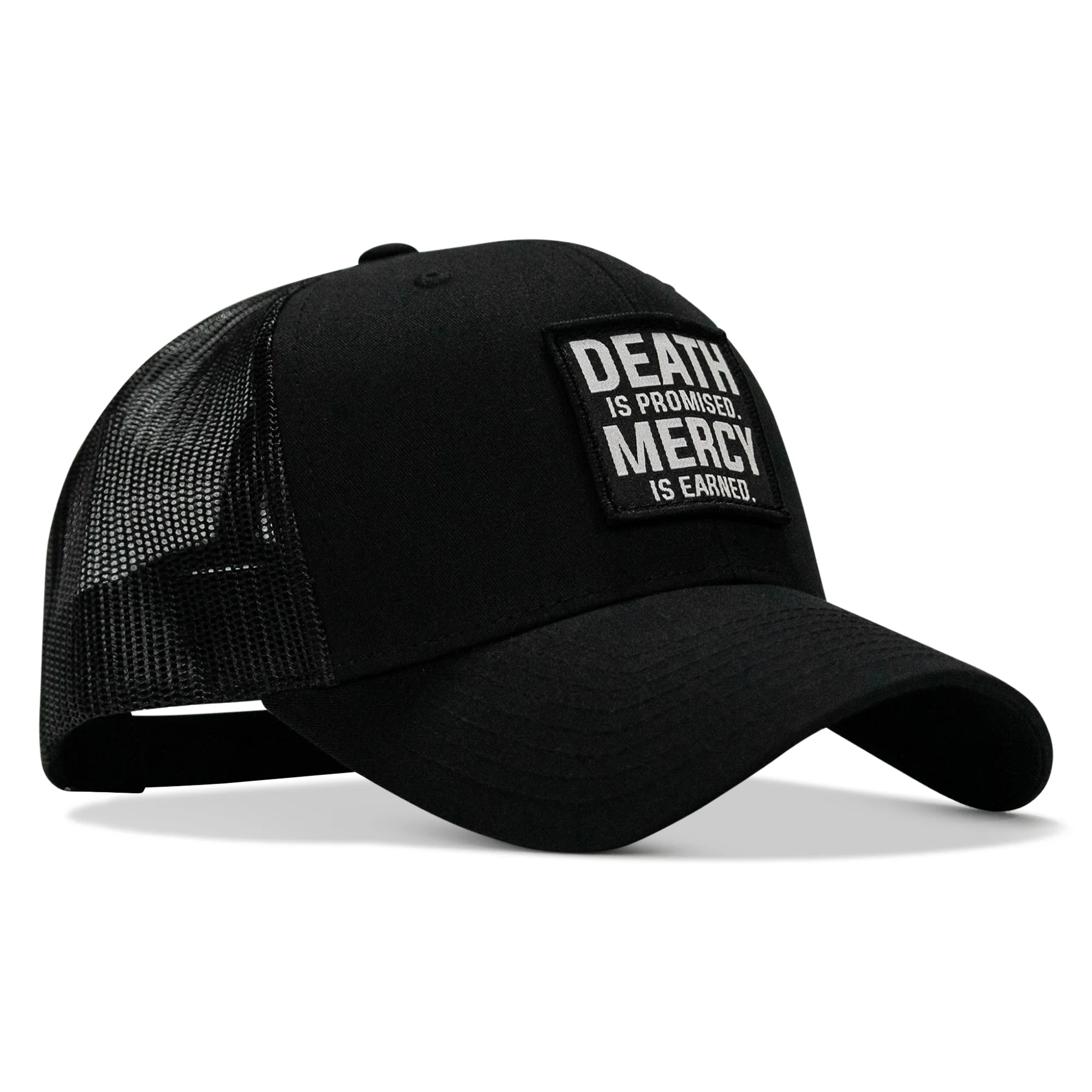 Death Is Promised. Mercy Is Earned Patch Snapback Hat - Image 3