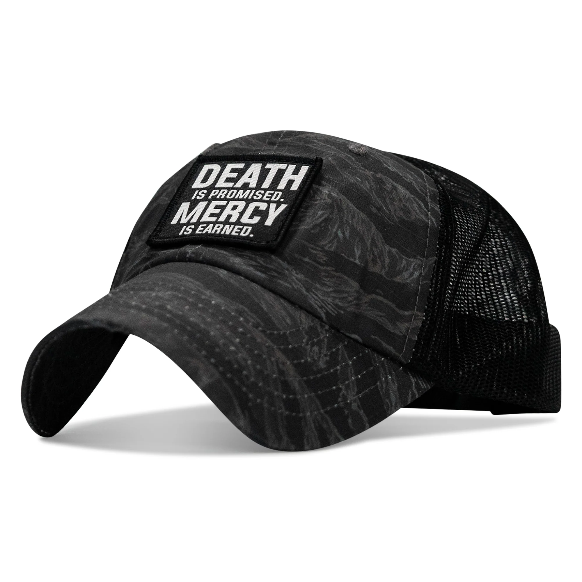 Death Is Promised. Mercy Is Earned Patch. Tactical Ripstop Mesh Snapback Hat - Image 2