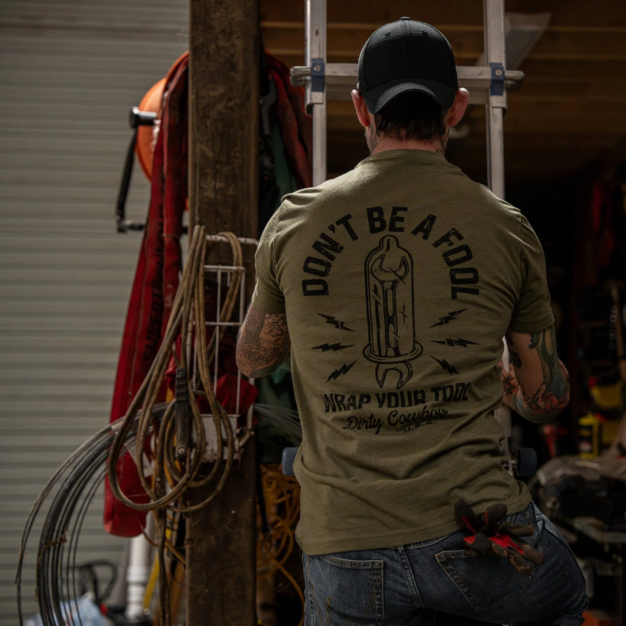 Don't Be a Fool. Wrap Your Tool Men's T-Shirt - Image 12