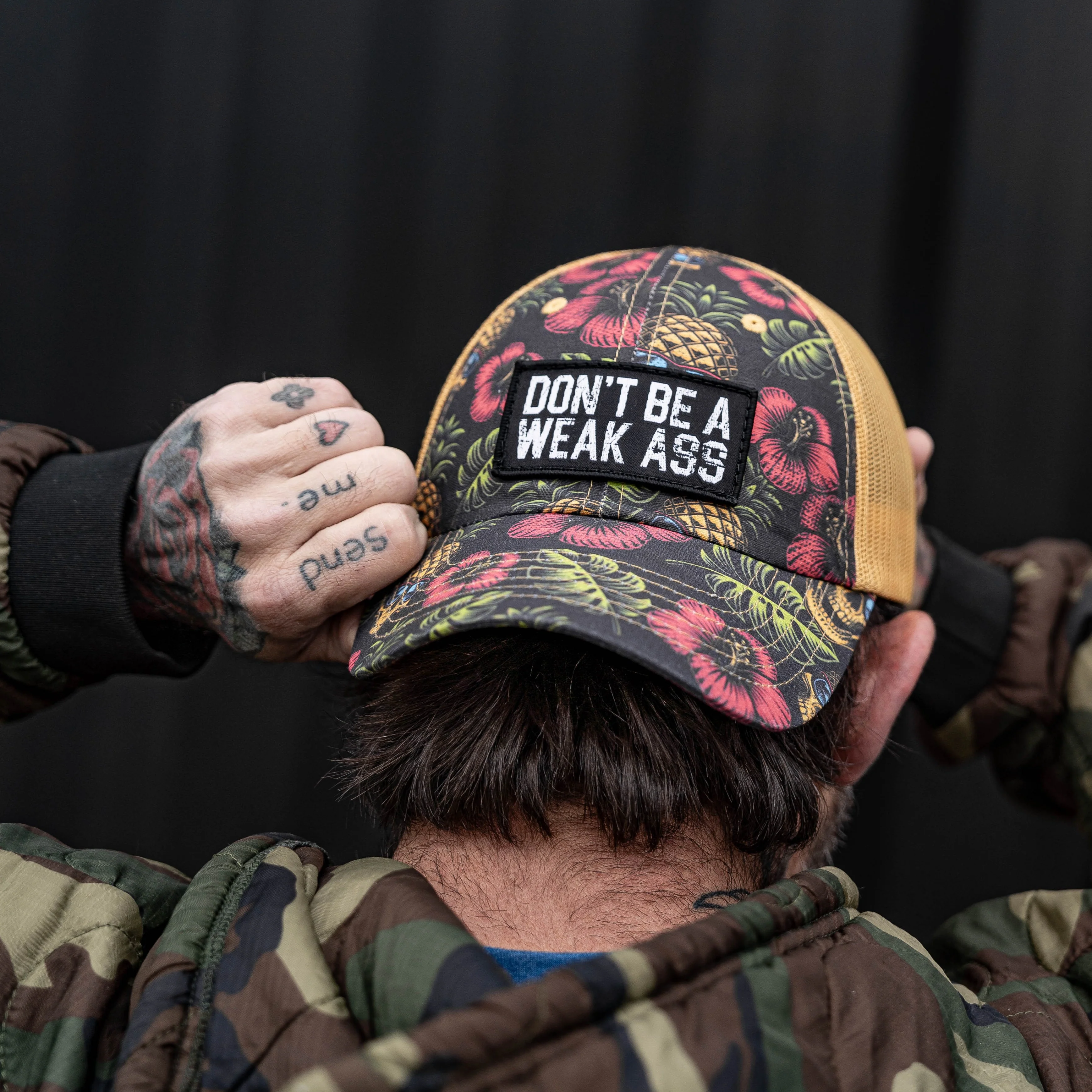 Don't Be A Weak Ass Patch Tactical Ripstop Mesh Snapback Hat - Image 2
