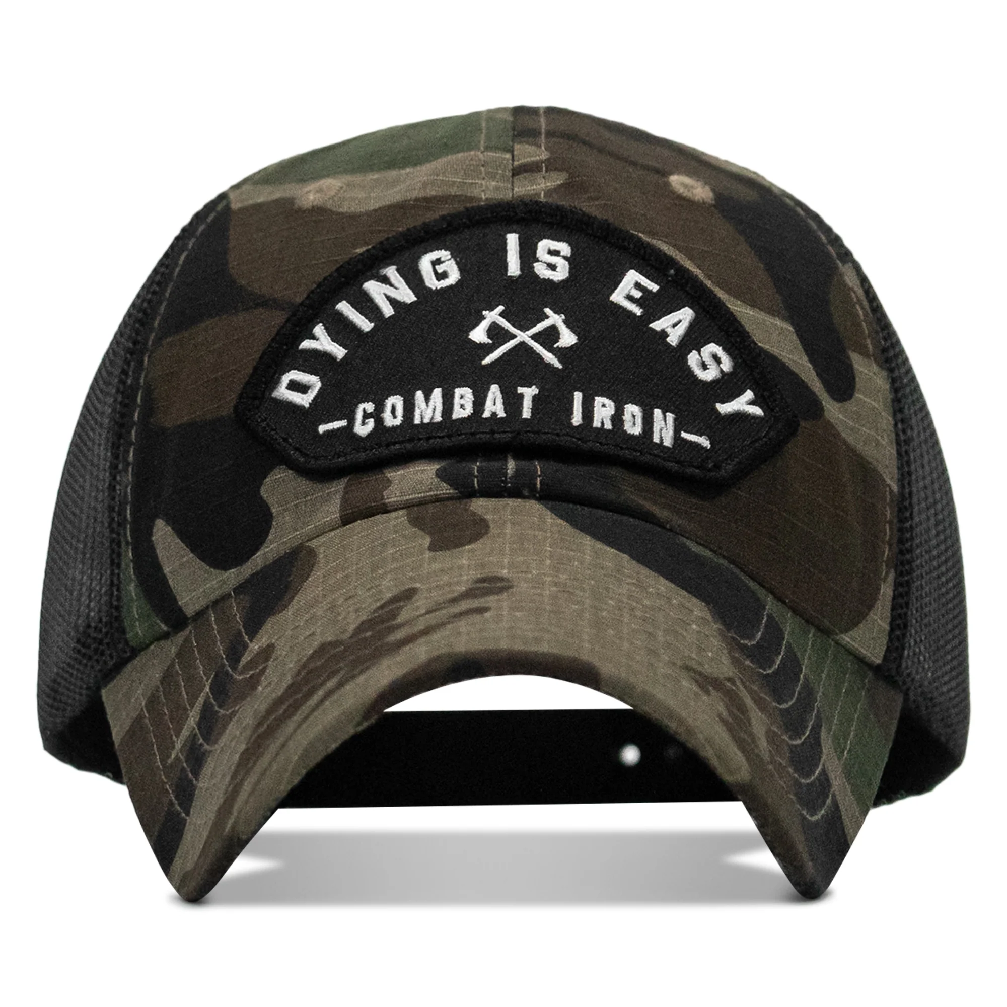 Dying Is Easy Arched Patch Tactical Ripstop Mesh Snapback Hat - Image 6