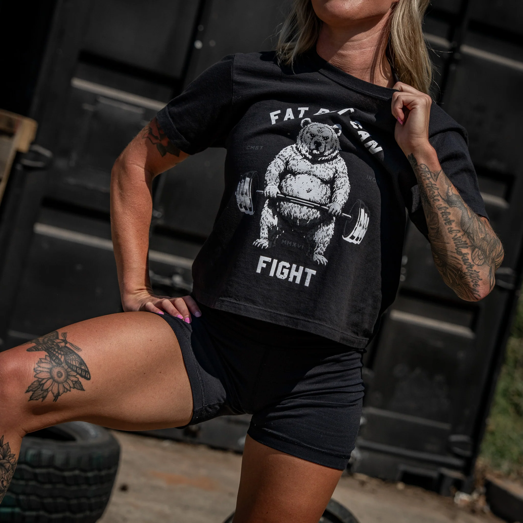 Fat But Can Fight Women's Heavyweight Crop Tee - Image 10