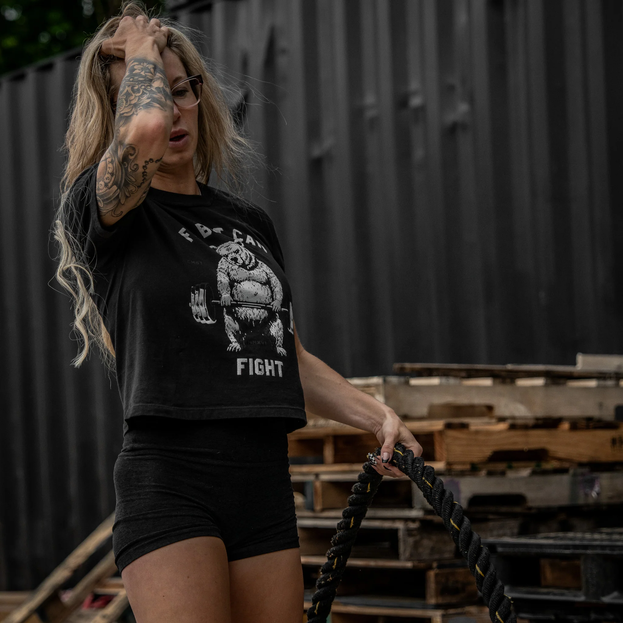 Fat But Can Fight Women's Heavyweight Crop Tee - Image 11