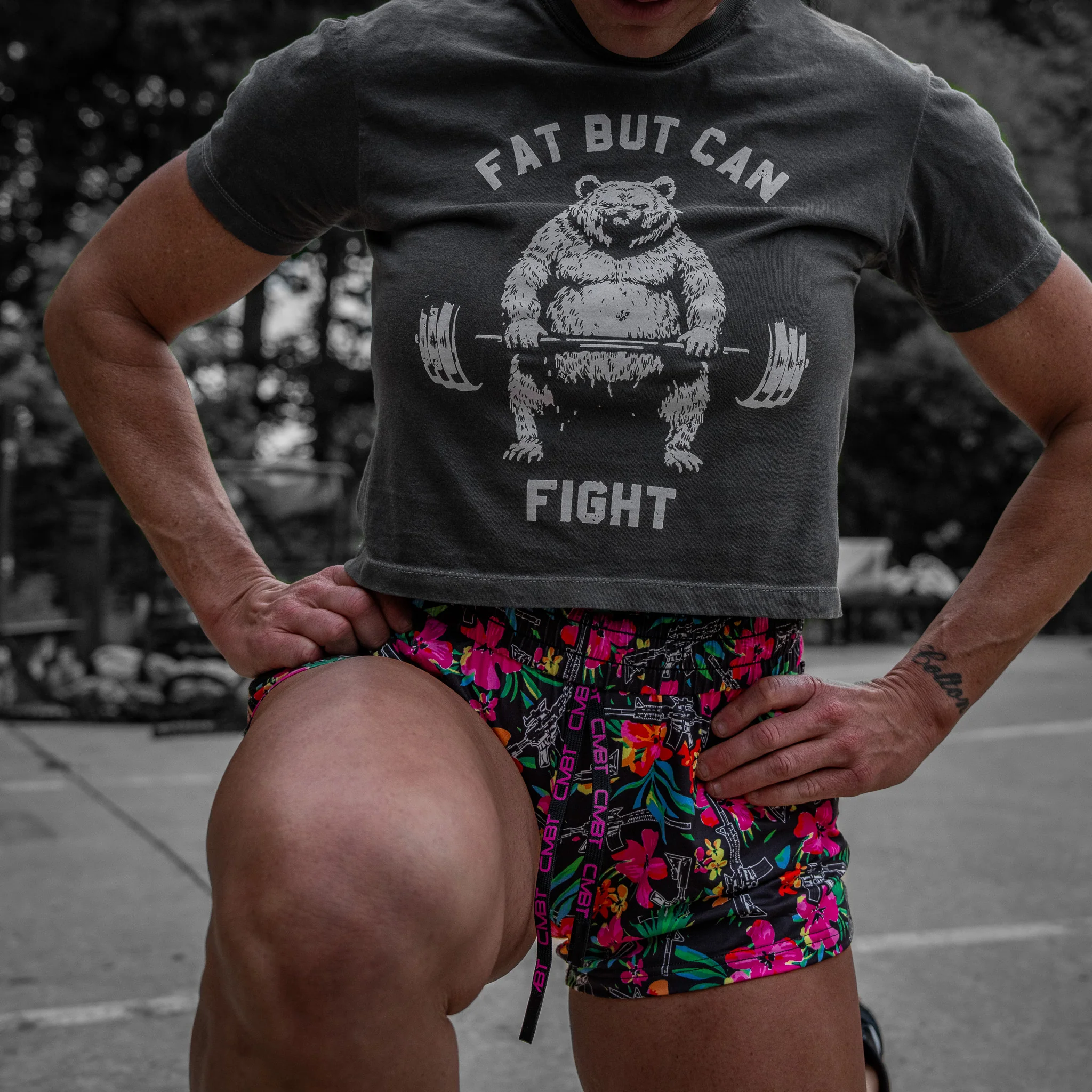 Fat But Can Fight Women's Heavyweight Crop Tee - Image 23