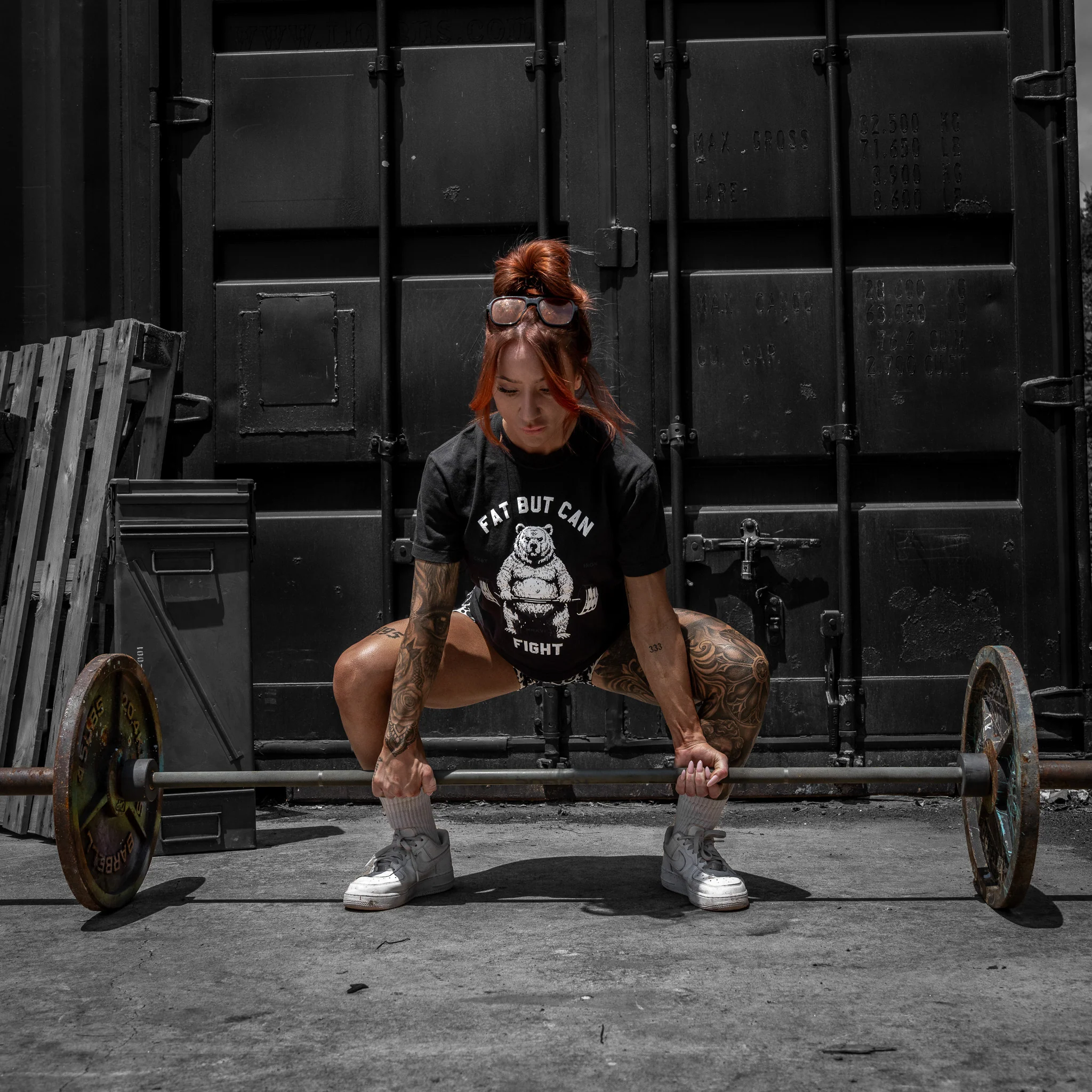 Fat But Can Fight Women's Heavyweight Crop Tee - Image 6
