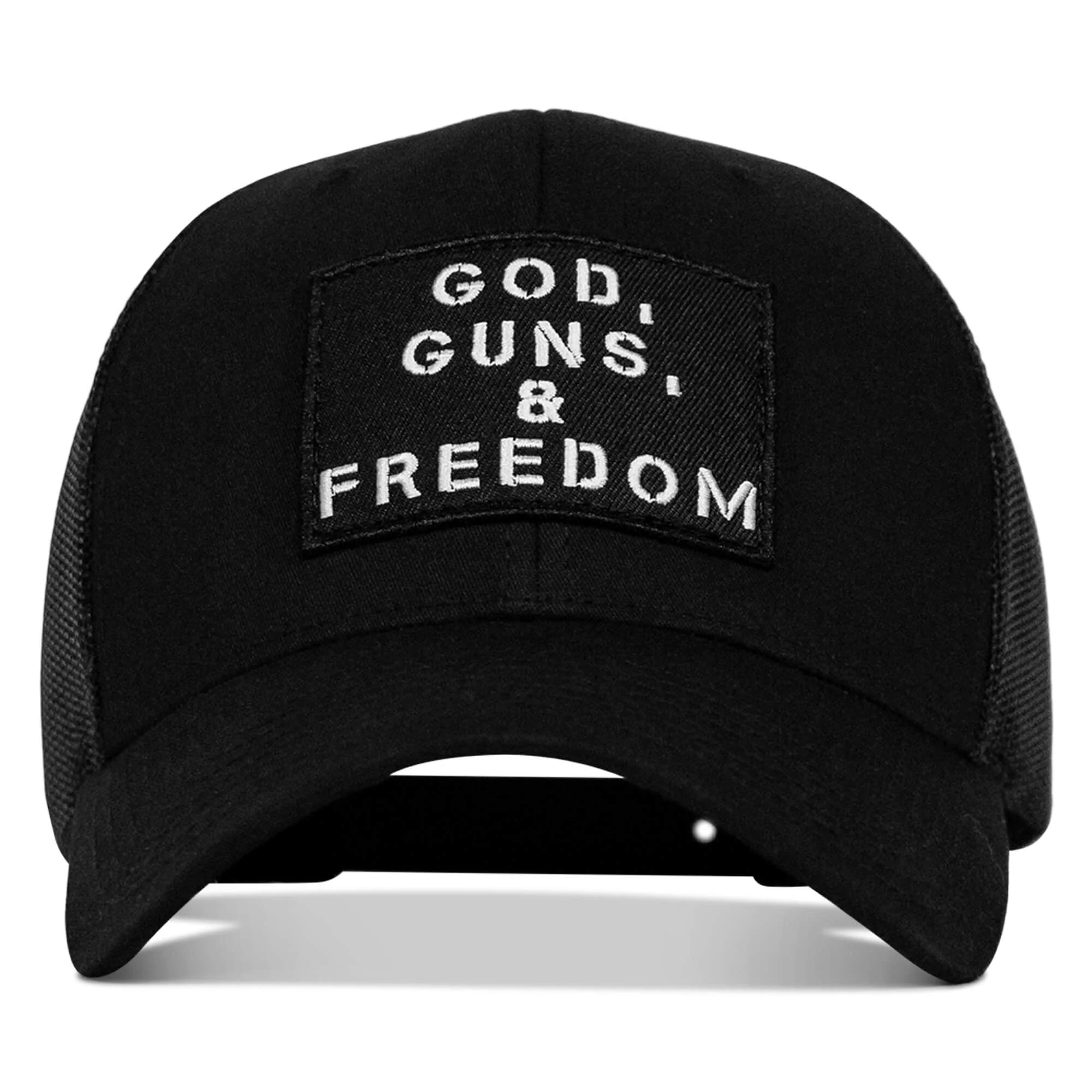 God, Guns, And Freedom Patch Mid-Profile Mesh Snapback Hat - Image 11