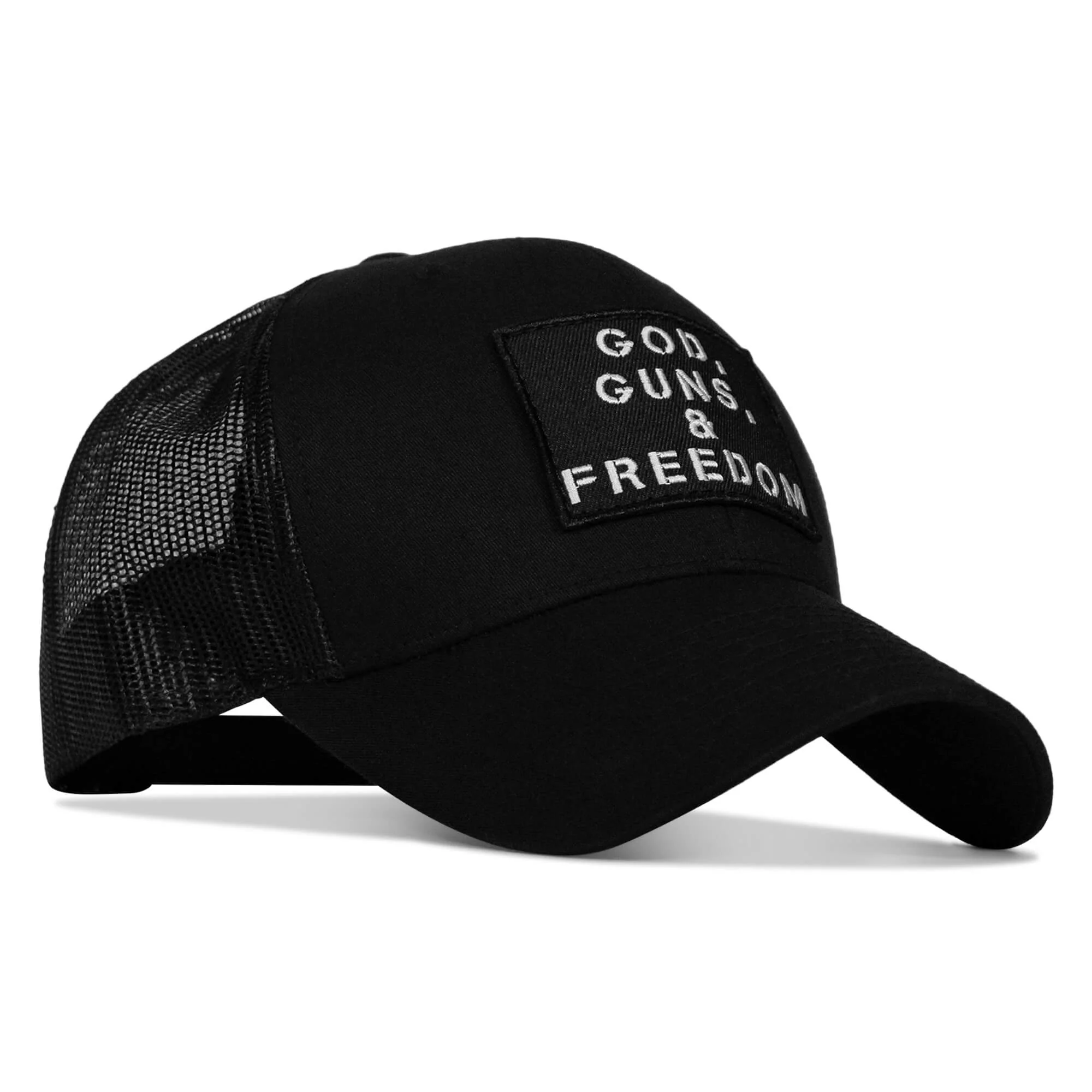 God, Guns, And Freedom Patch Mid-Profile Mesh Snapback Hat - Image 12