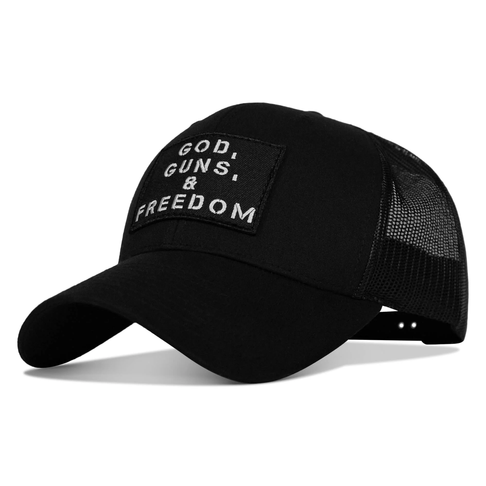God, Guns, And Freedom Patch Mid-Profile Mesh Snapback Hat - Image 13
