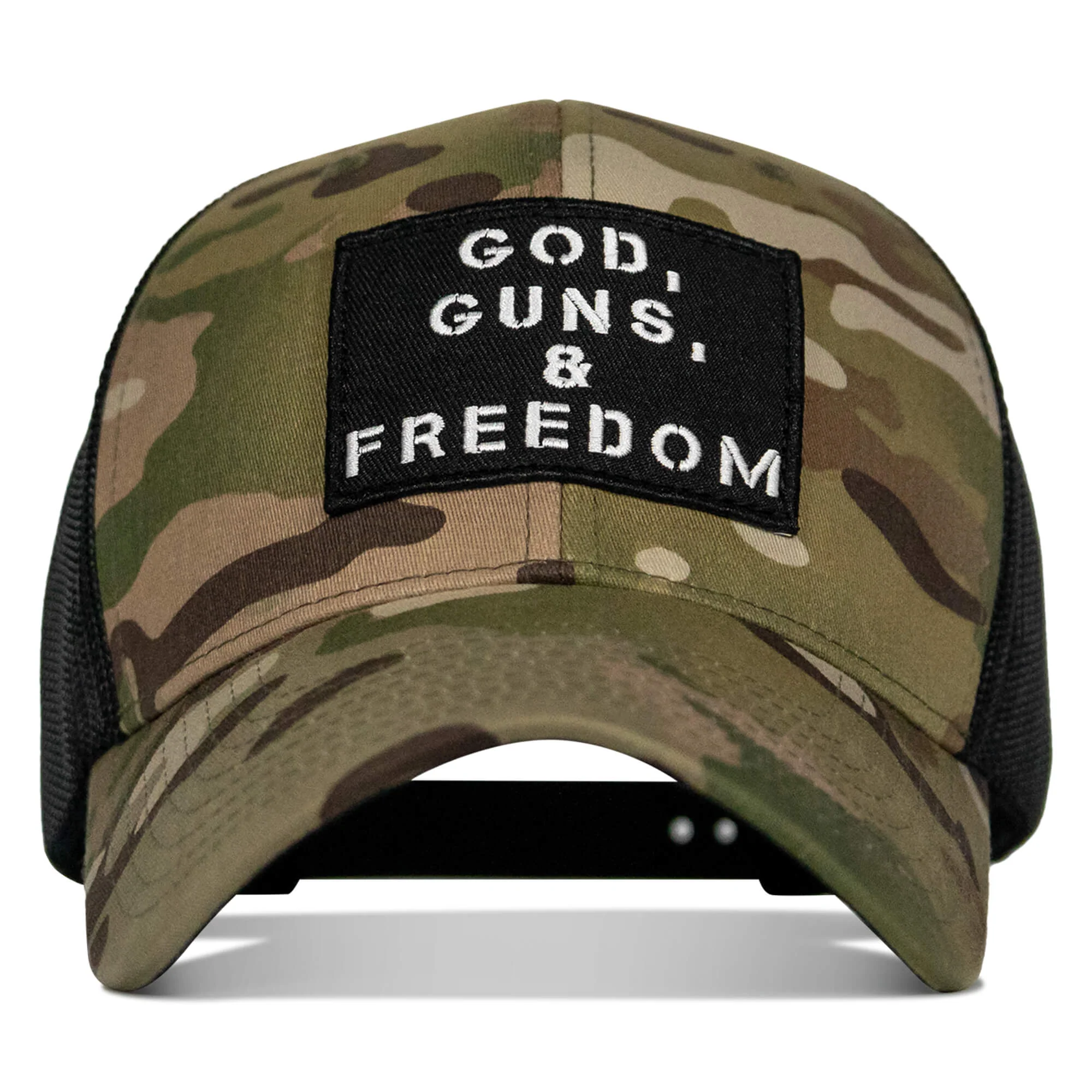 God, Guns, And Freedom Patch Mid-Profile Mesh Snapback Hat - Image 15