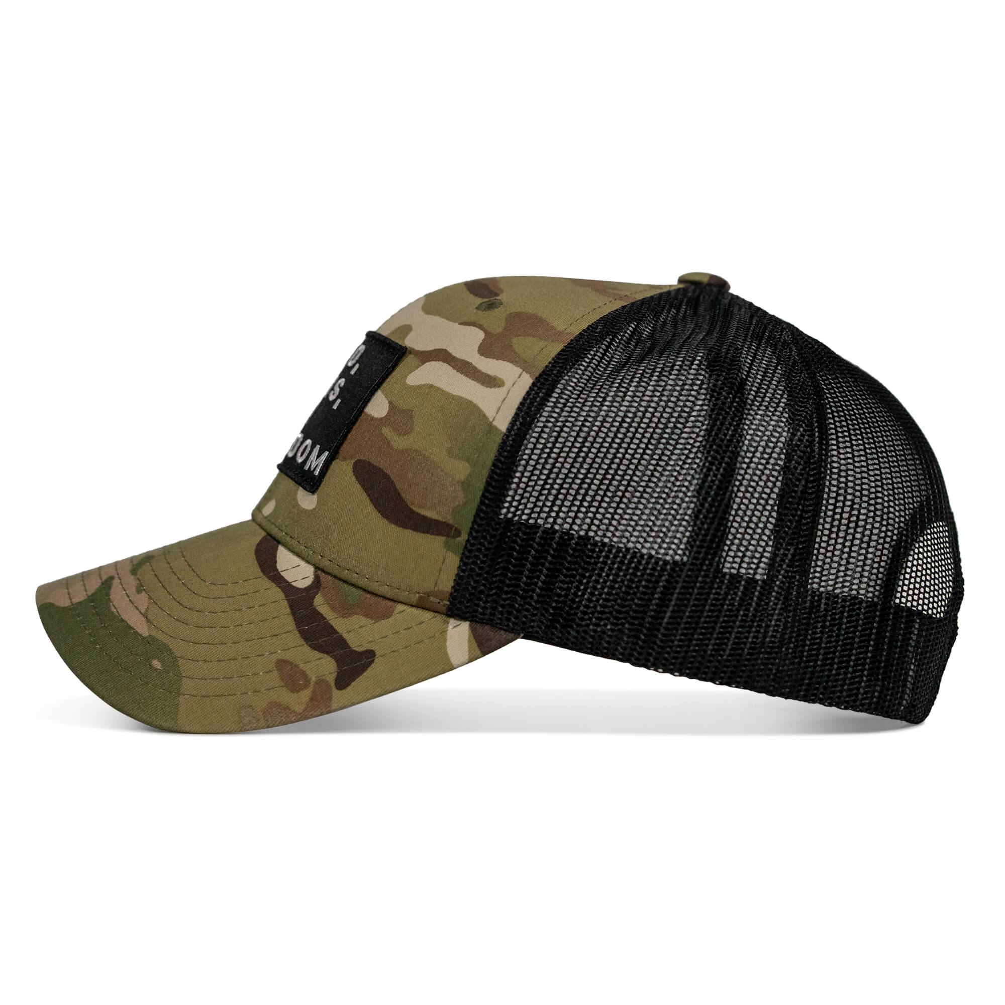 God, Guns, And Freedom Patch Mid-Profile Mesh Snapback Hat - Image 17
