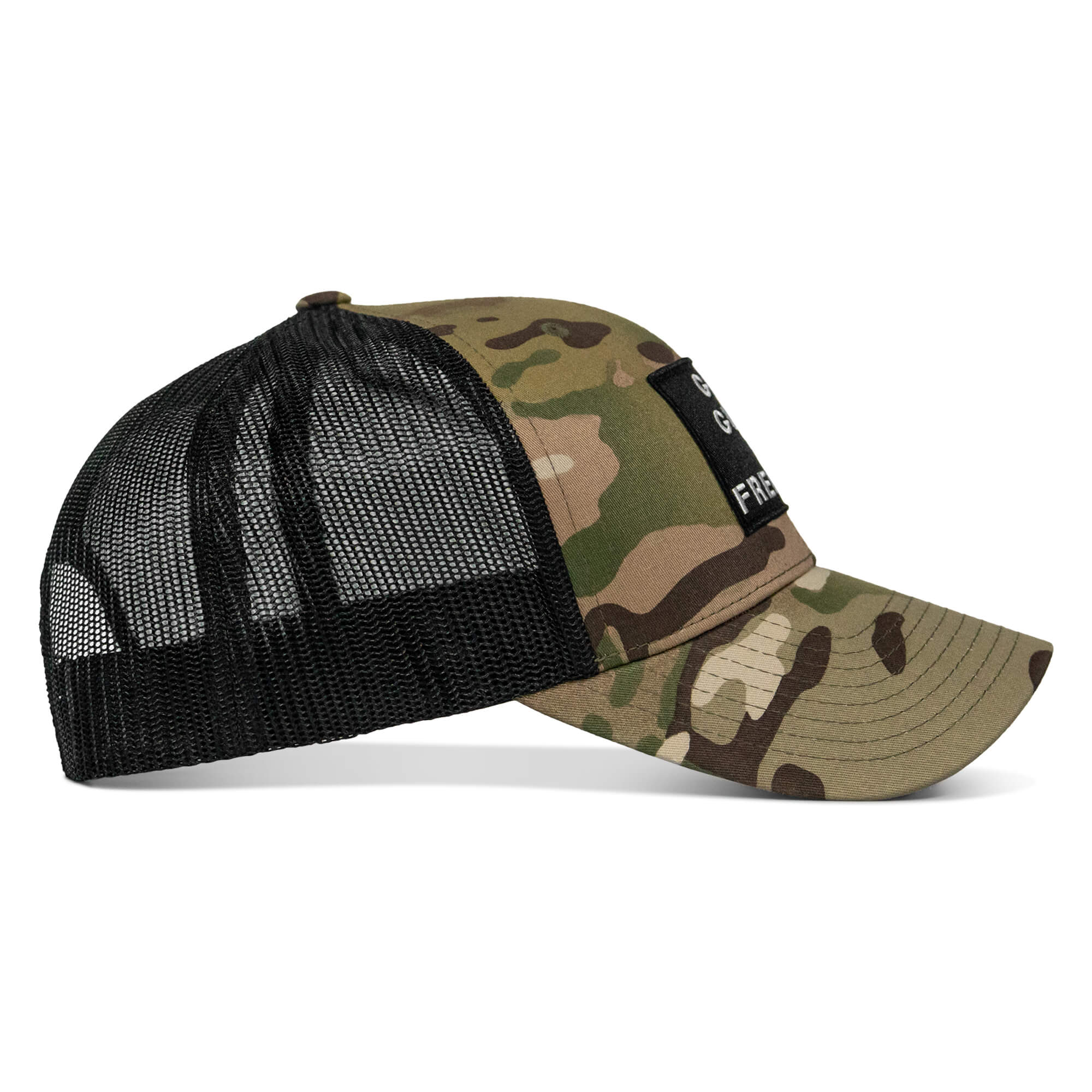 God, Guns, And Freedom Patch Mid-Profile Mesh Snapback Hat - Image 18
