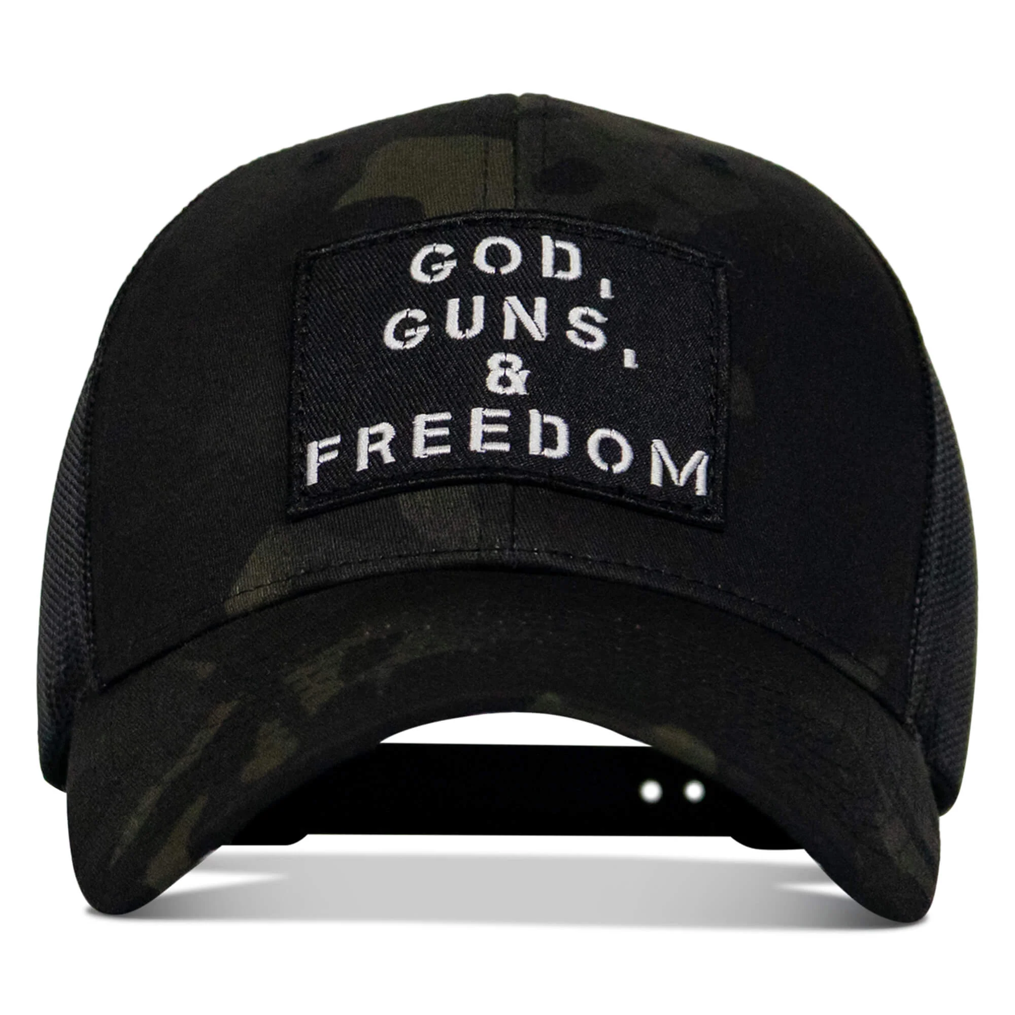 God, Guns, And Freedom Patch Mid-Profile Mesh Snapback Hat - Image 19
