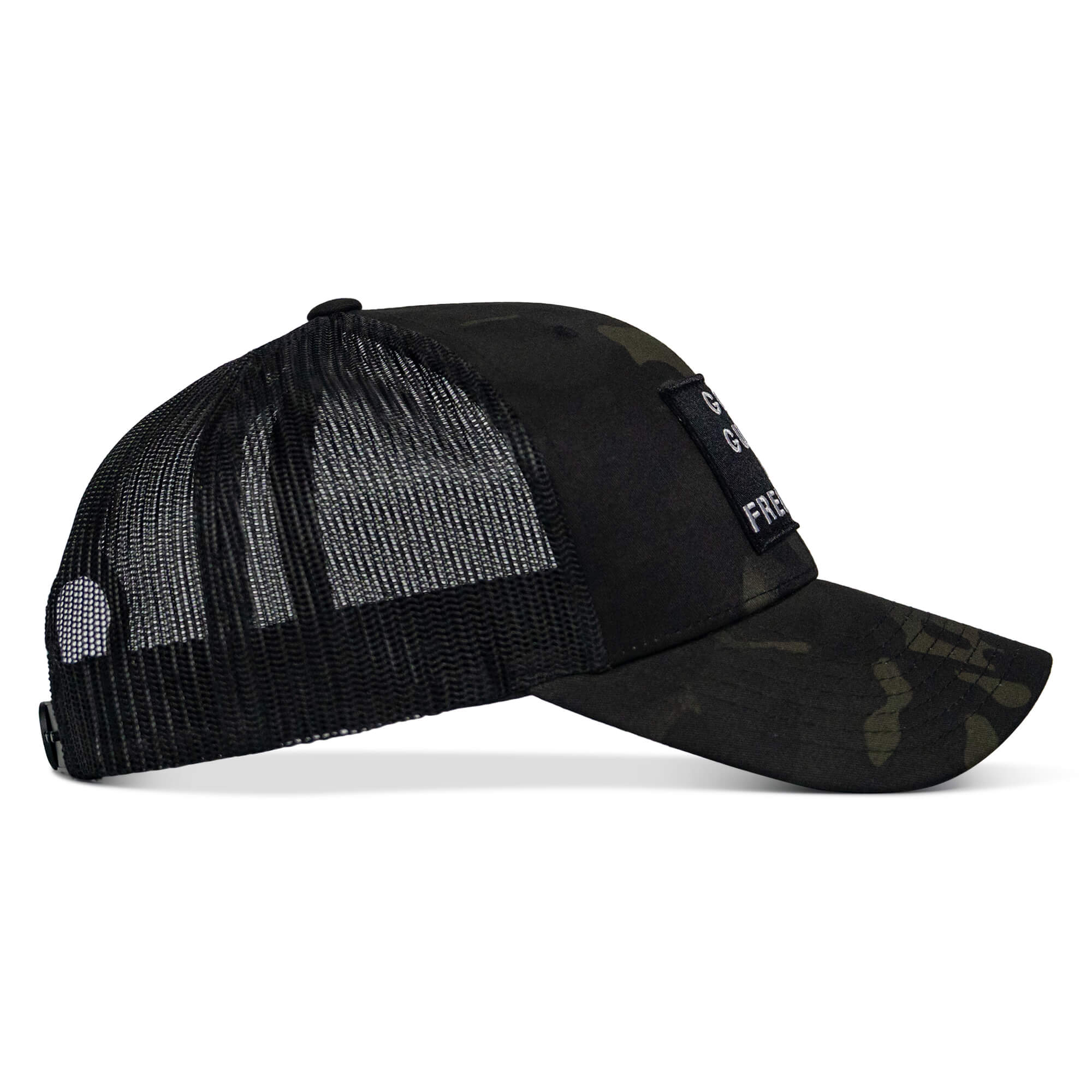 God, Guns, And Freedom Patch Mid-Profile Mesh Snapback Hat - Image 23