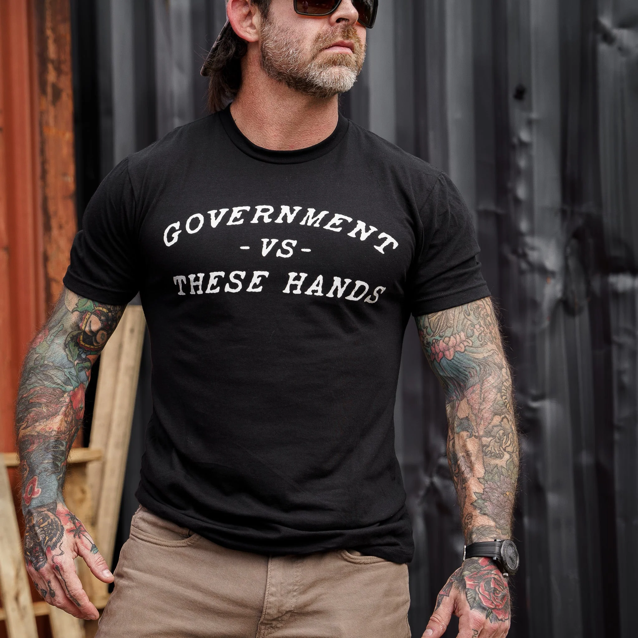 Government -vs- These Hands Men's T-Shirt - Image 3