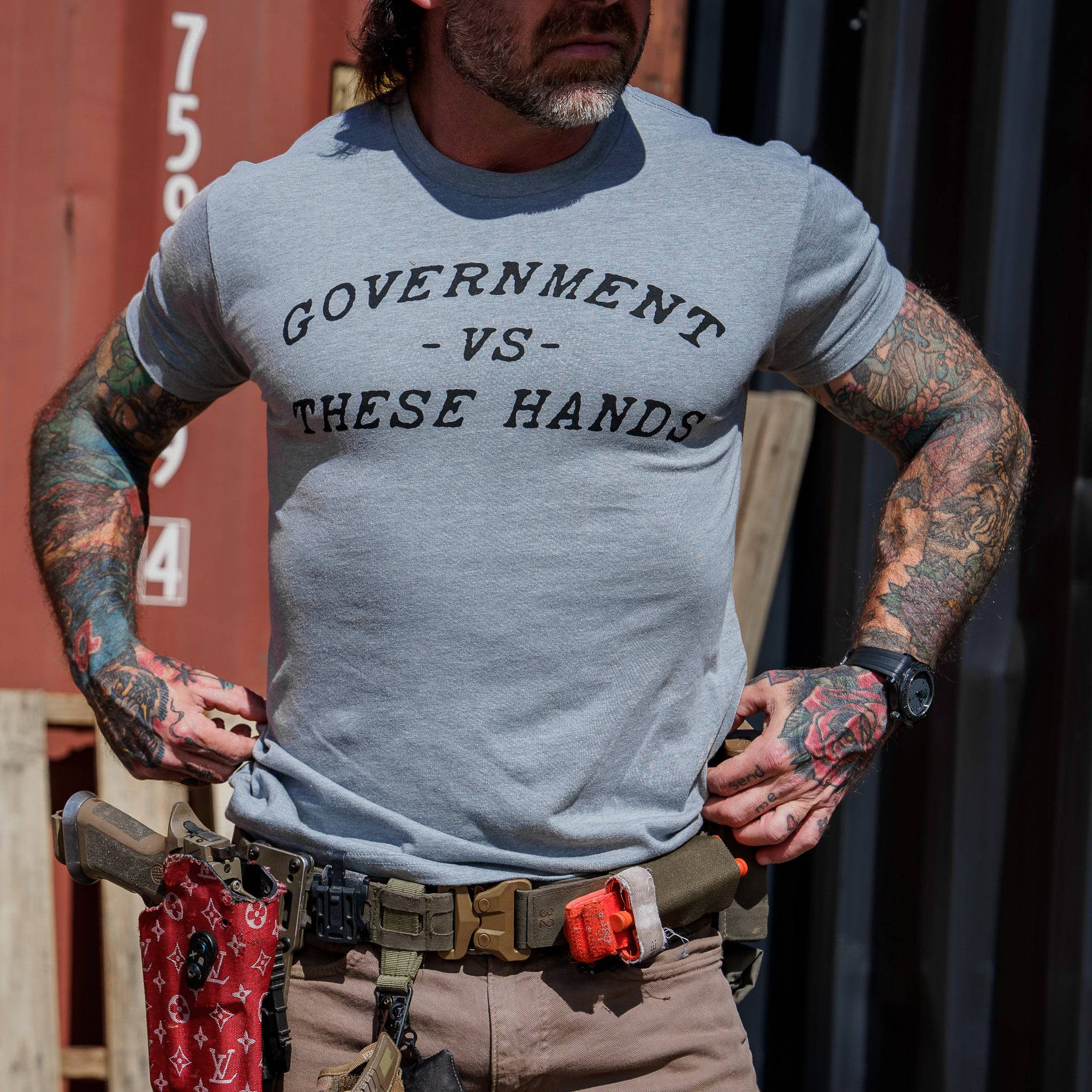 Government -vs- These Hands Men's T-Shirt - Image 9