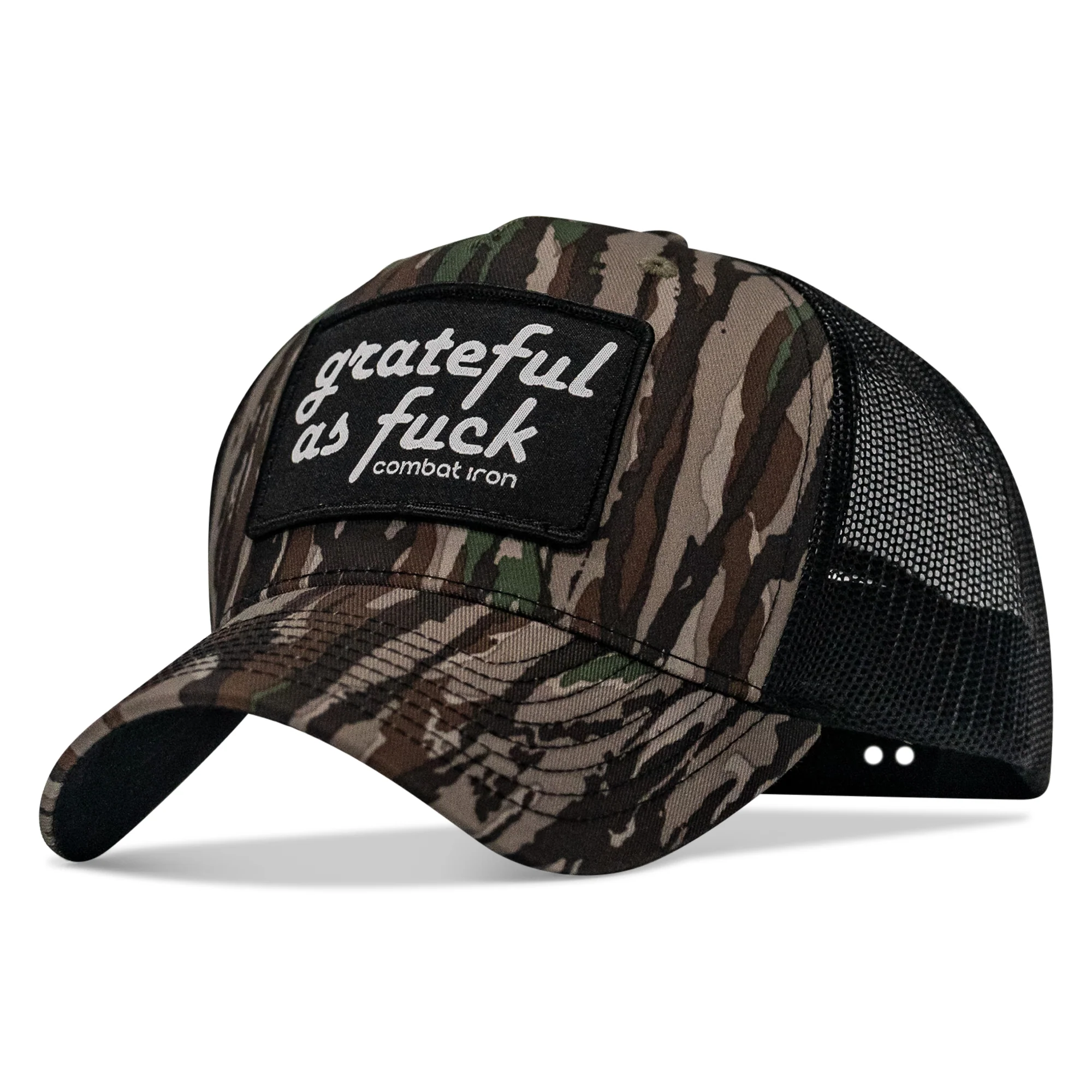 Grateful As F*ck Patch Mesh Snapback Hat - Image 15
