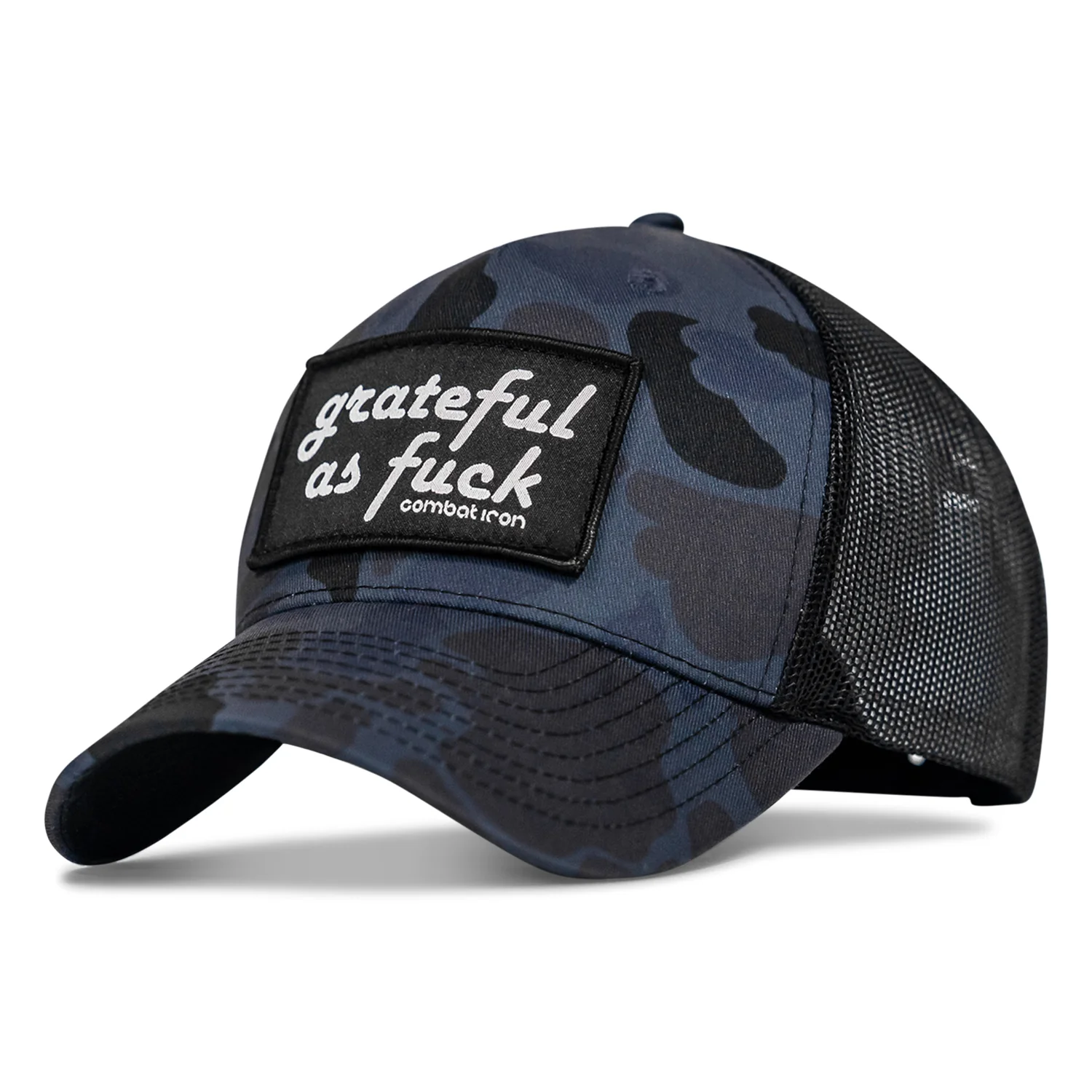 Grateful As F*ck Patch Mesh Snapback Hat - Image 3