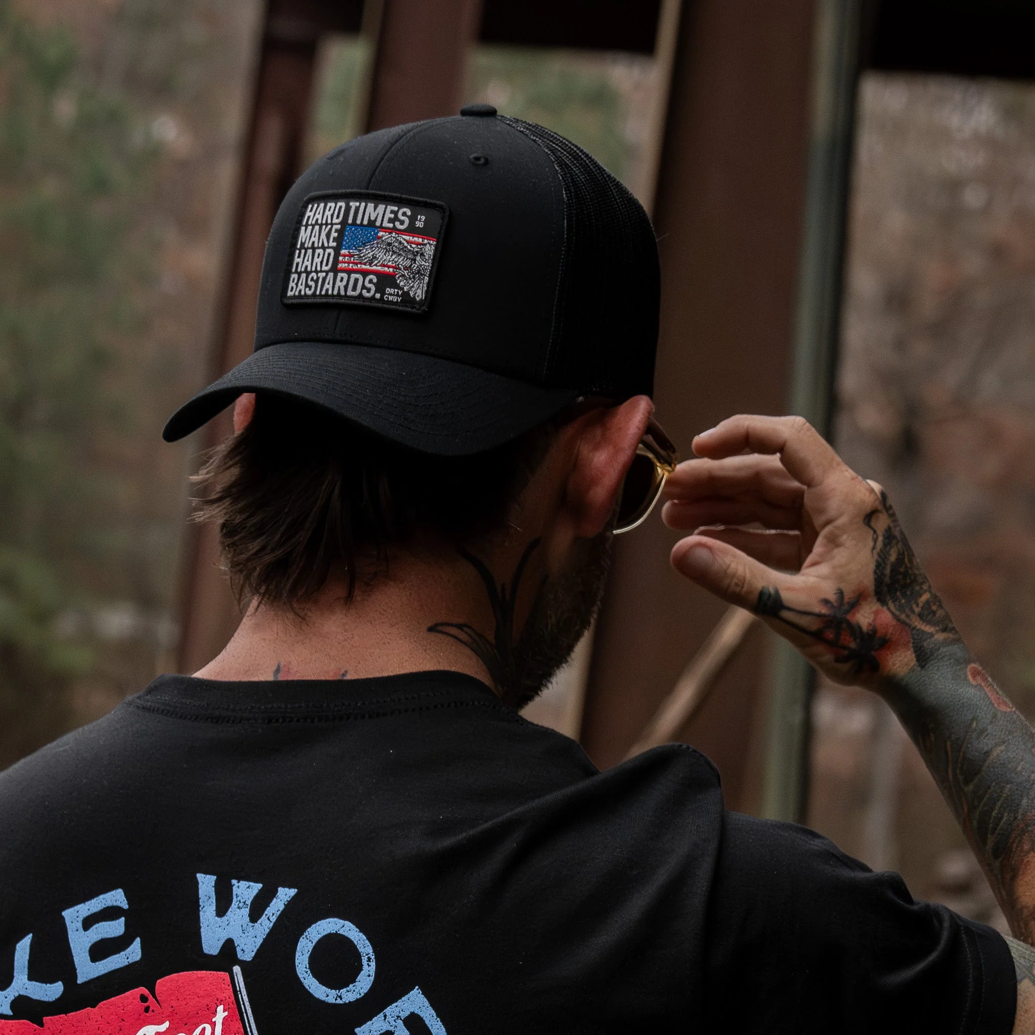 Hard Times Make Hard Bastards Patch Snapback Hat - Image 2