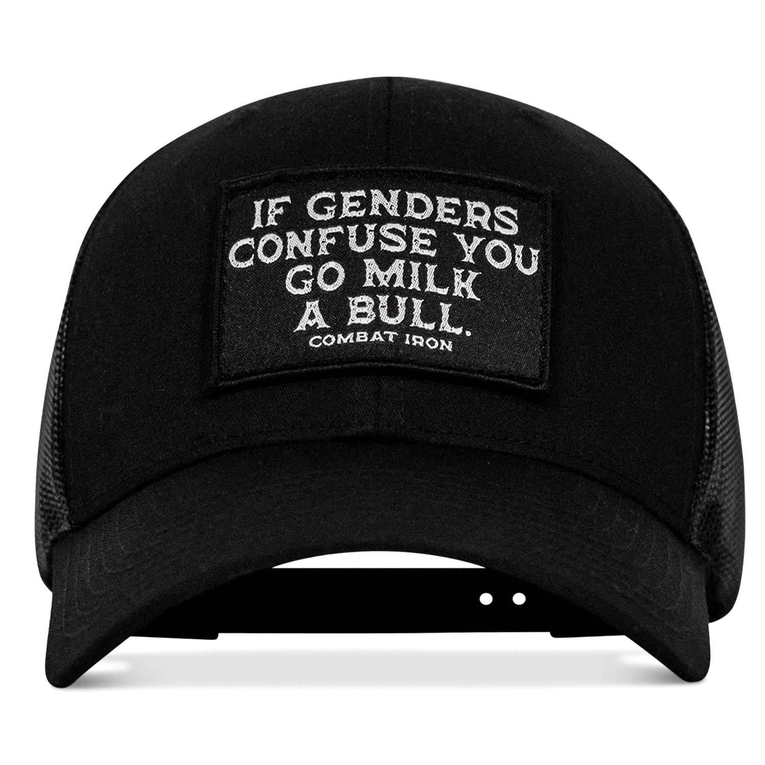 If Genders Confuse You, Go Milk A Bull Patch Snapback Hat - Image 4