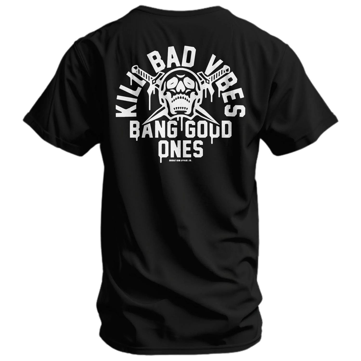 Kill Bad Vibes. Bang Good Ones Skull Men's T-Shirt