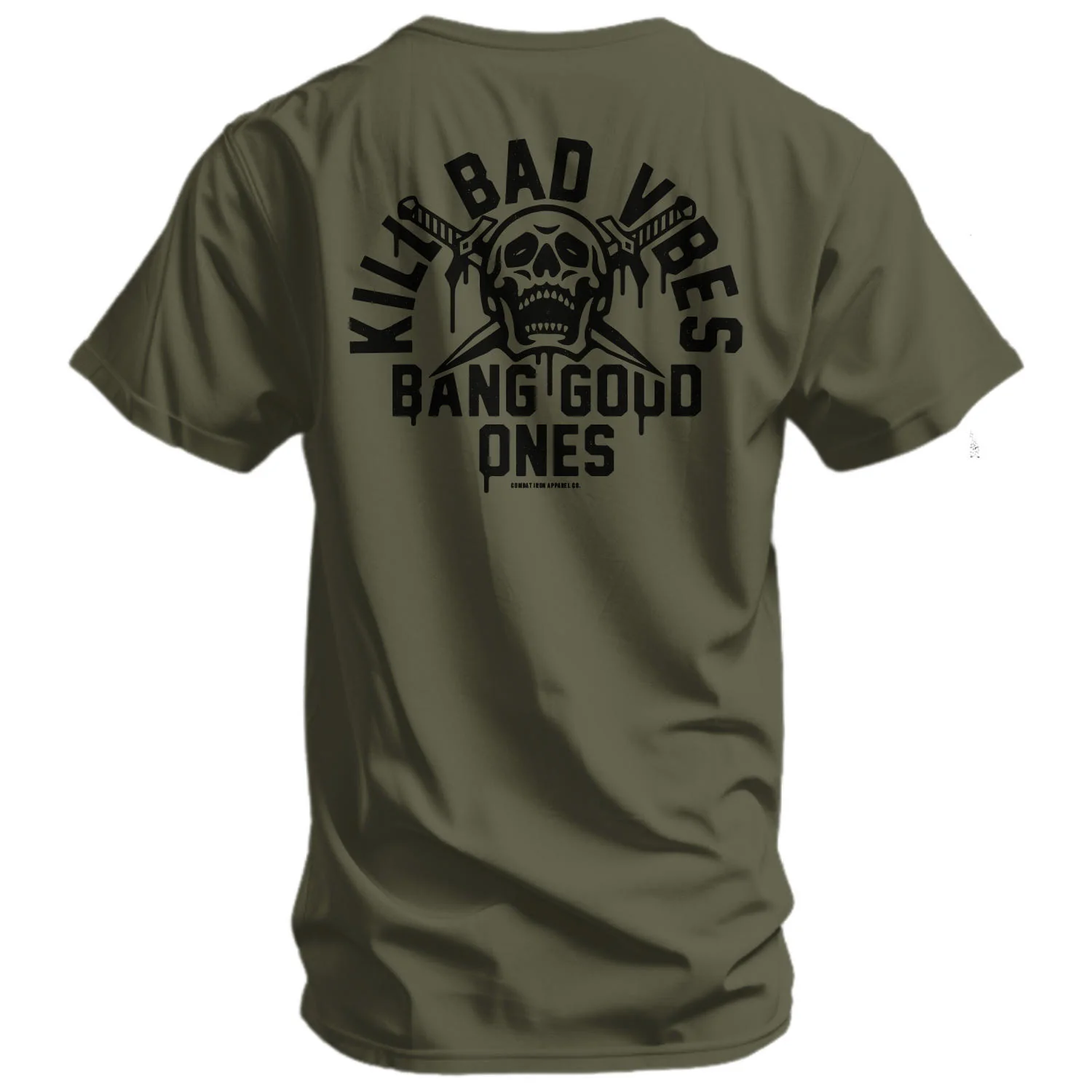 Kill Bad Vibes. Bang Good Ones Skull Men's T-Shirt - Image 11