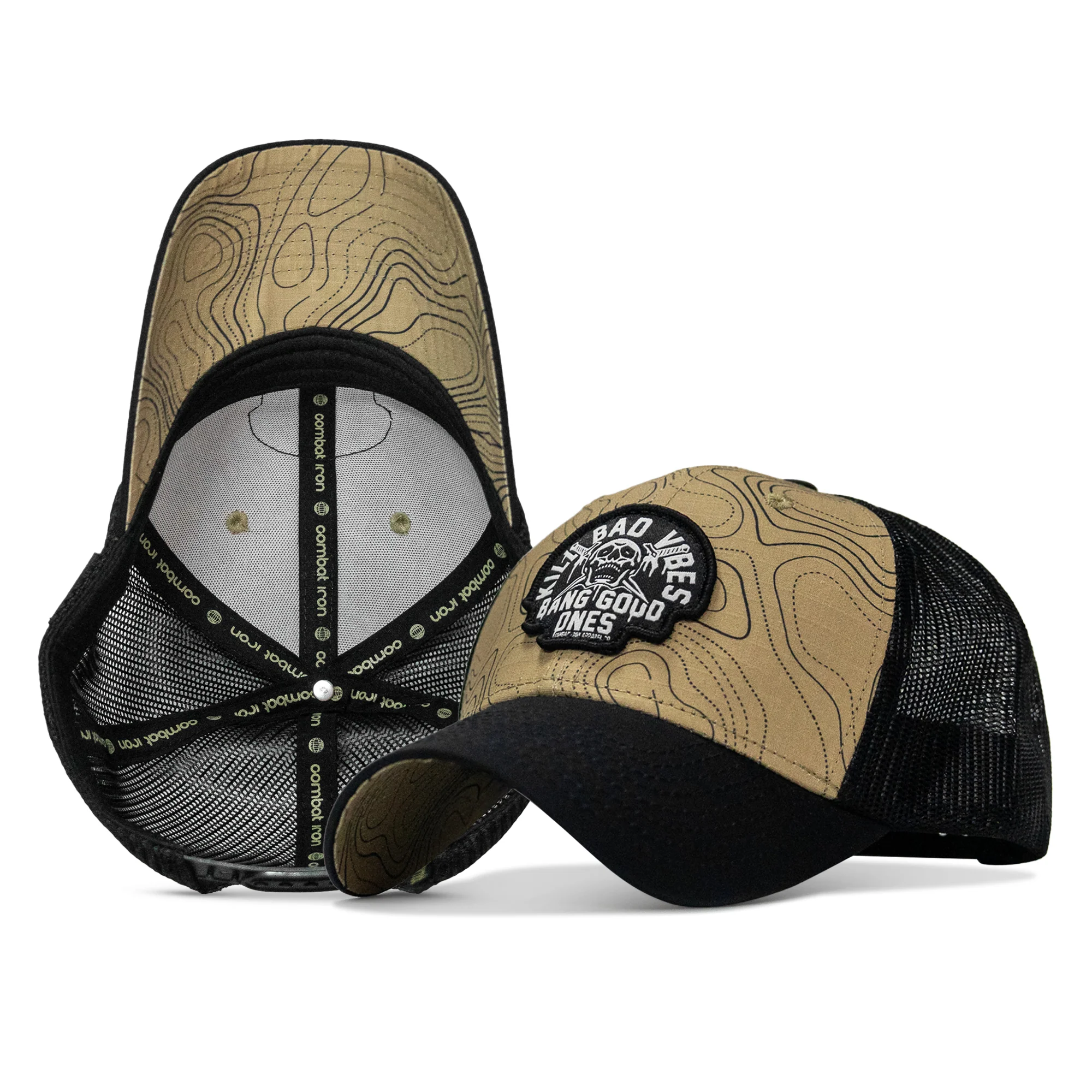 Kill Bad Vibes Skull Patch Original Ripstop Snapback Hat - Image 10