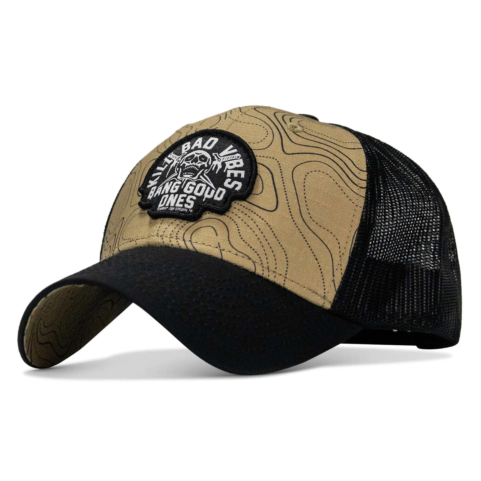 Kill Bad Vibes Skull Patch Original Ripstop Snapback Hat - Image 12
