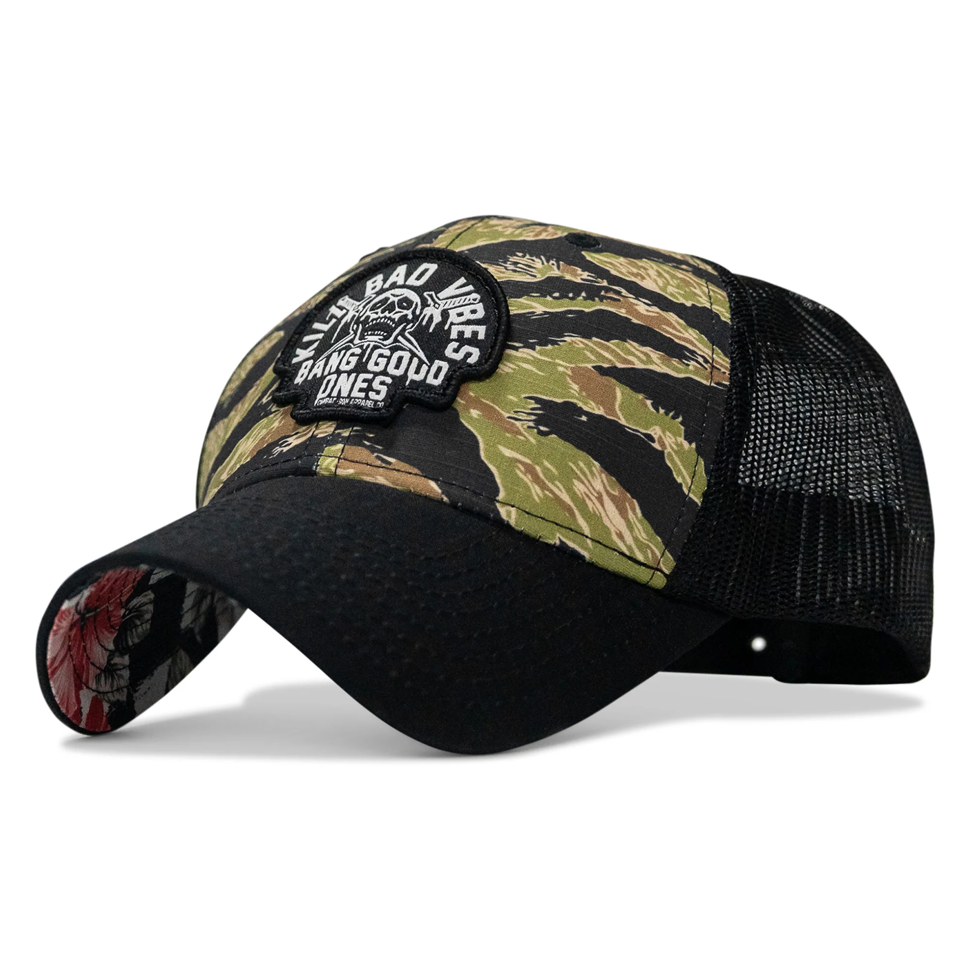 Kill Bad Vibes Skull Patch Original Ripstop Snapback Hat - Image 5