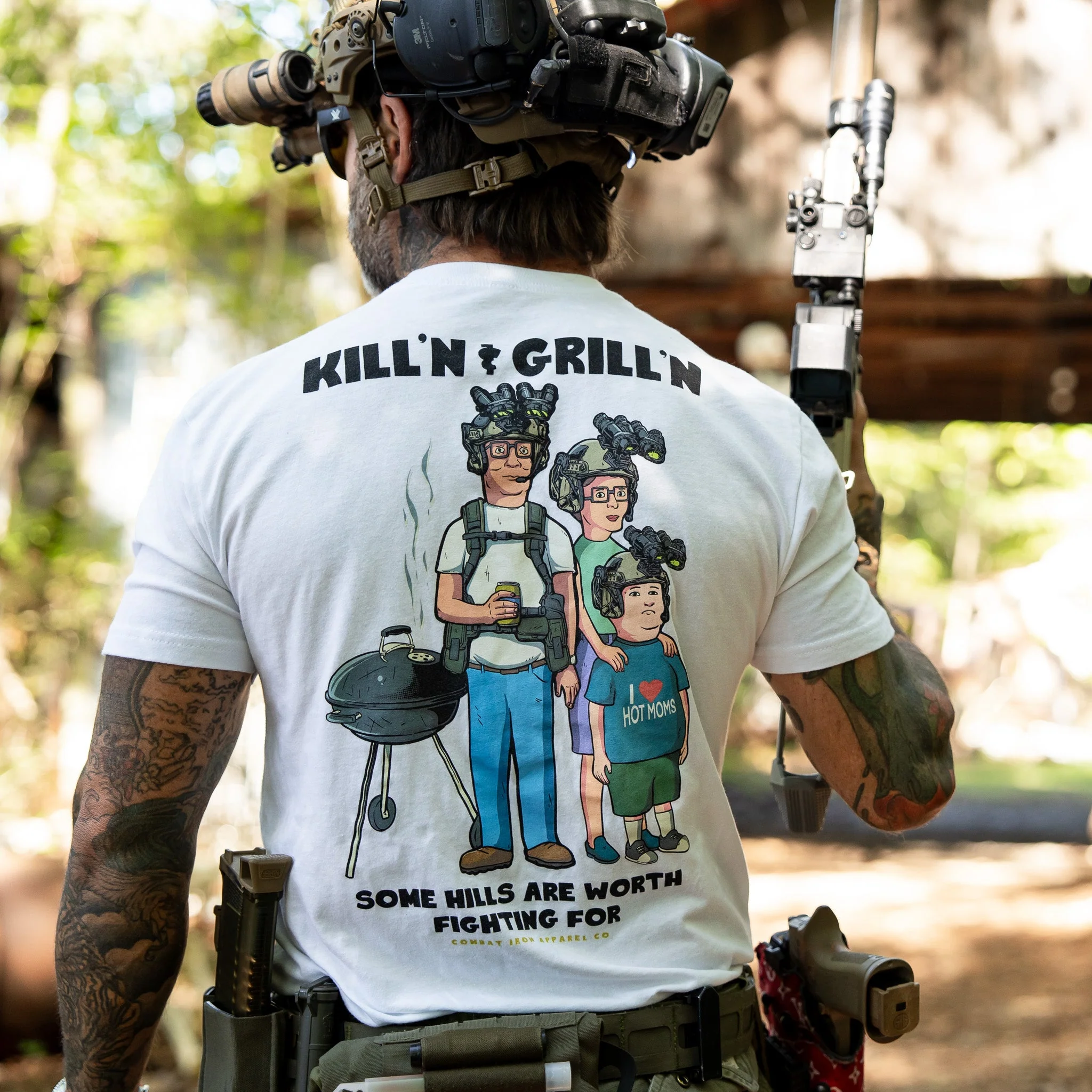 Kill'n & Grill'n | Some Hills Are Worth Fighting For Men's T-Shirt - Image 3