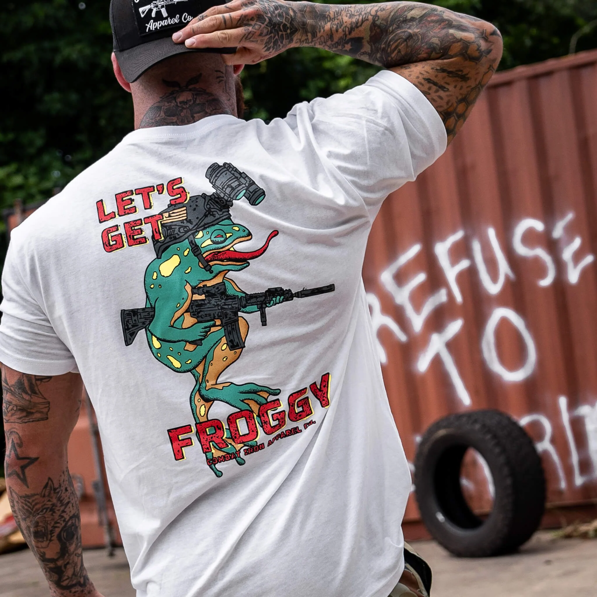 Let's Get Froggy Operator Style Men's T-Shirt - Image 6