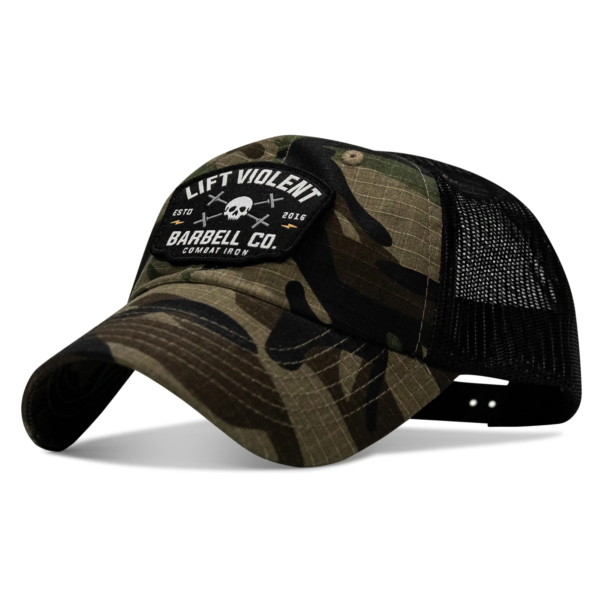 Lift Violent Barbell Co Patch. Tactical Ripstop Mesh Snapback Hat - Image 7