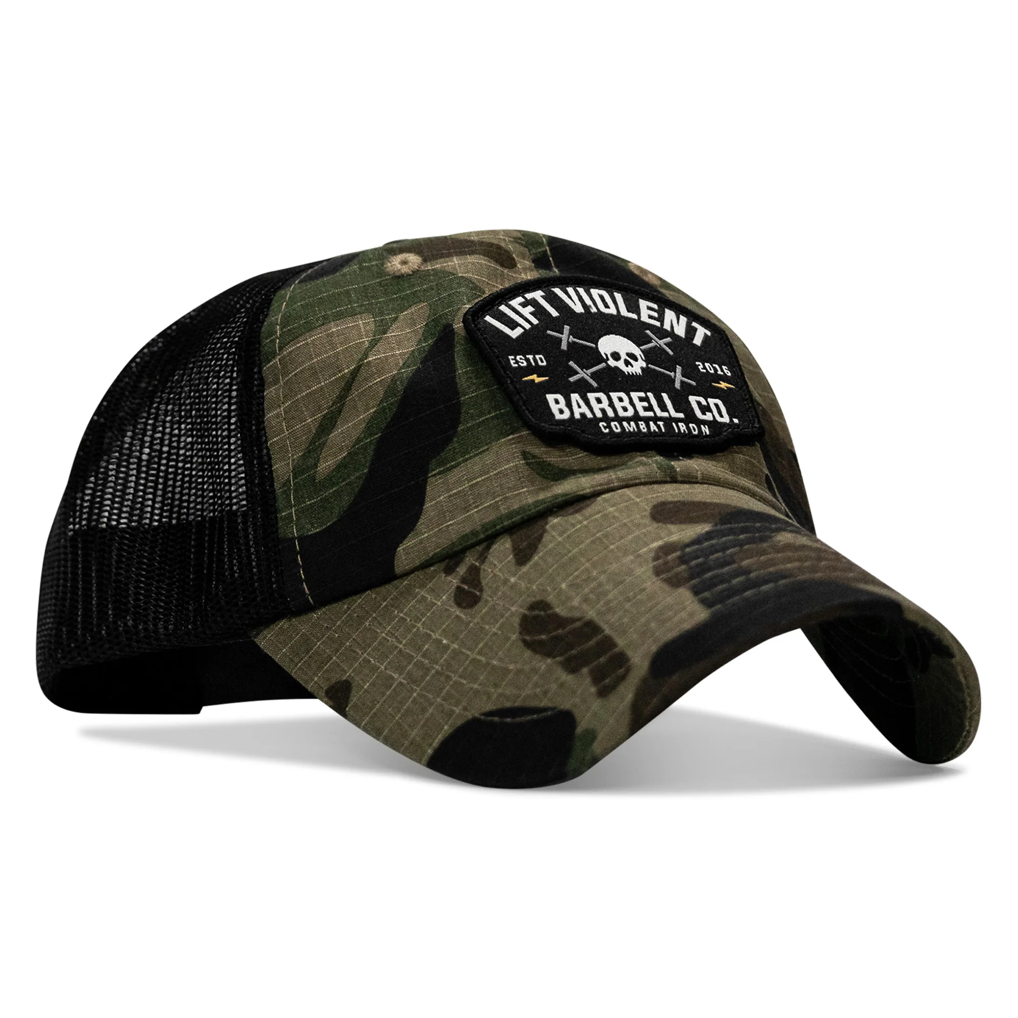 Lift Violent Barbell Co Patch. Tactical Ripstop Mesh Snapback Hat - Image 8