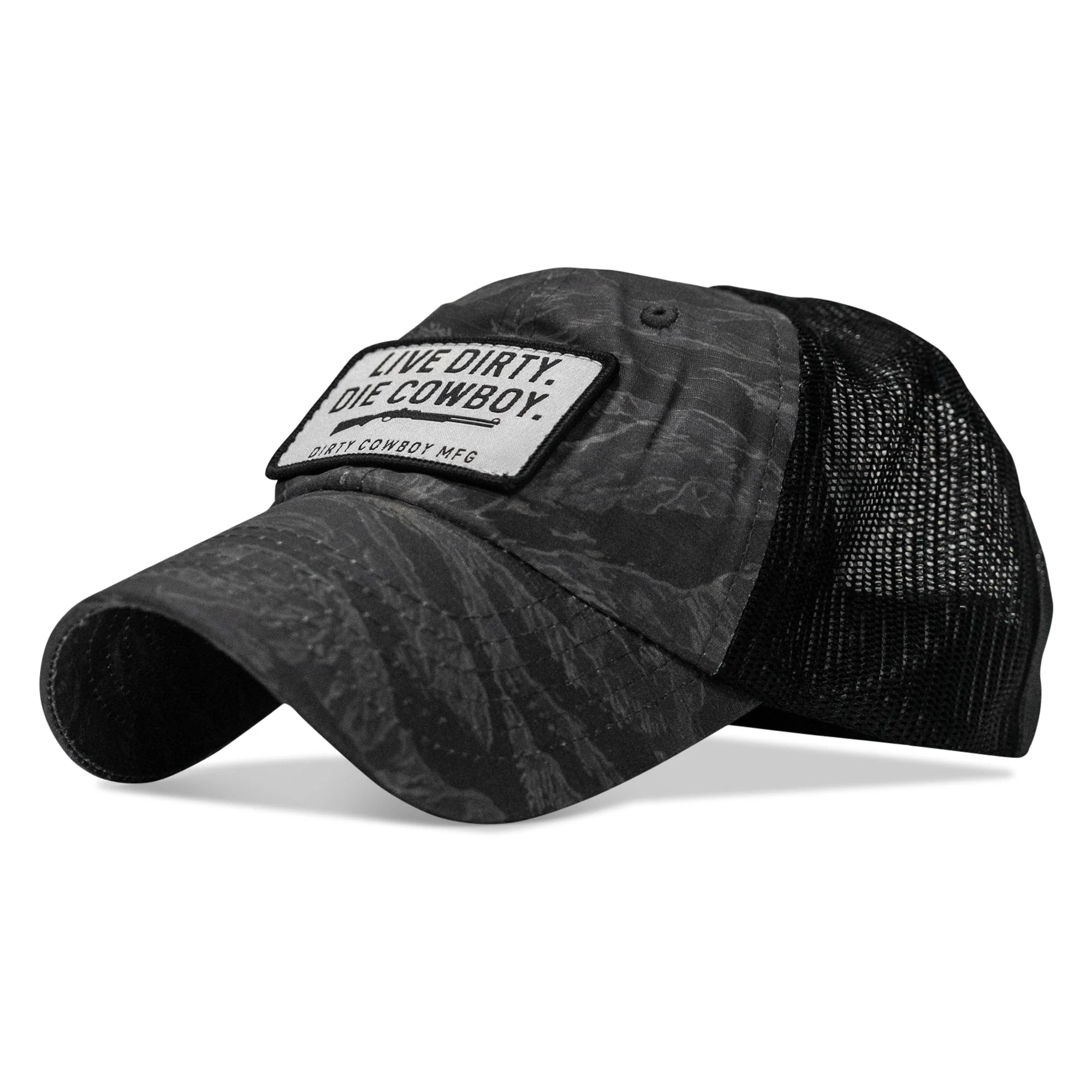 Live Dirty. Die Cowboy Patch Tactical Ripstop Mesh Snapback Hat - Image 5