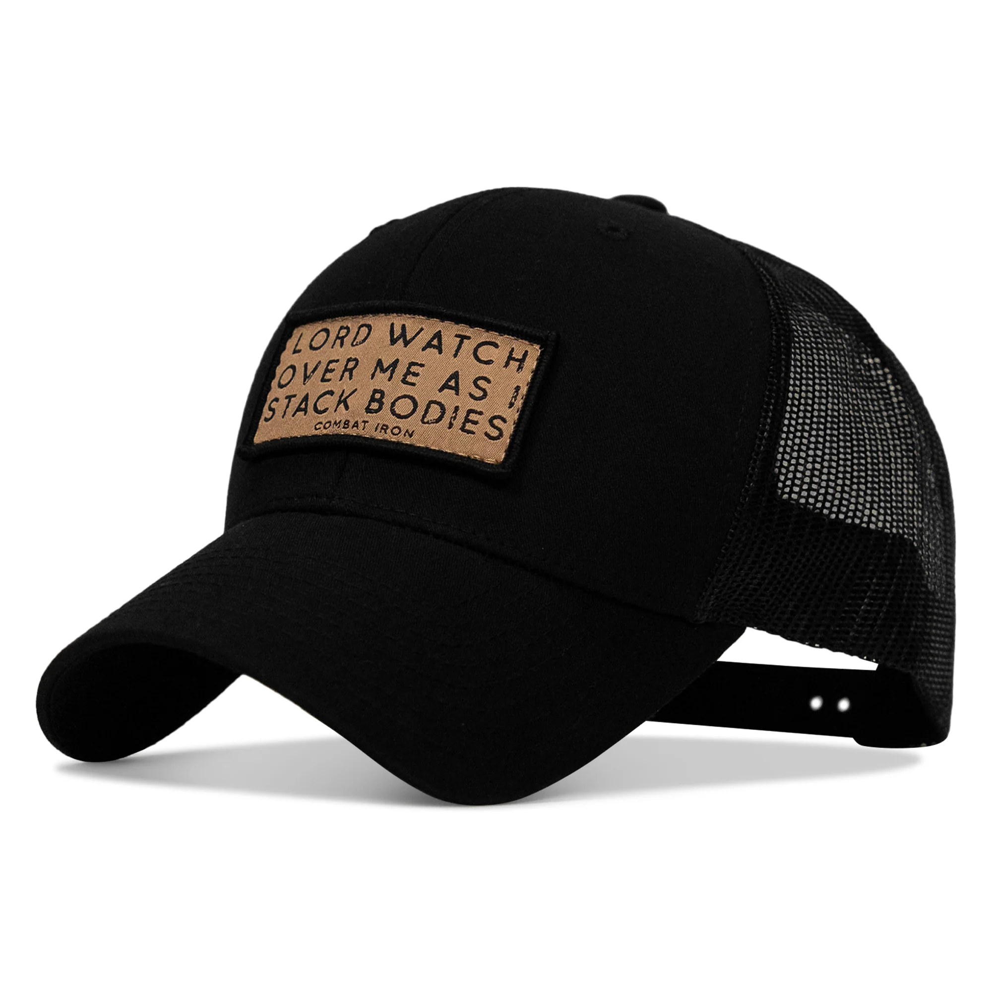 Lord Watch Over Me As I Stack Bodies Tan Patch Snapback Hat - Image 3