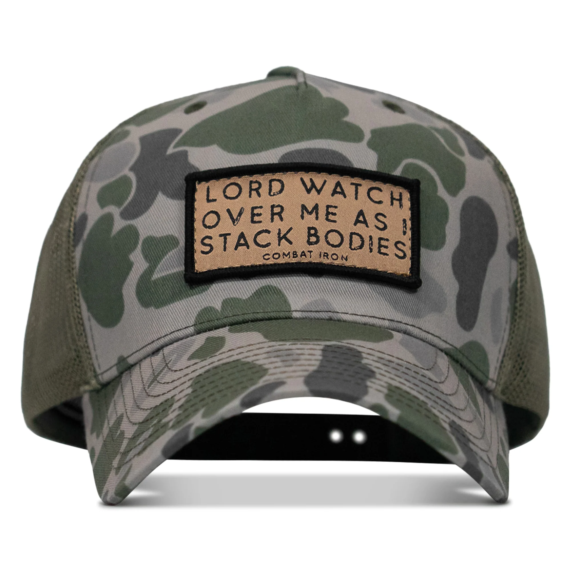 Lord Watch Over Me As I Stack Bodies Tan Patch Snapback Hat - Image 6