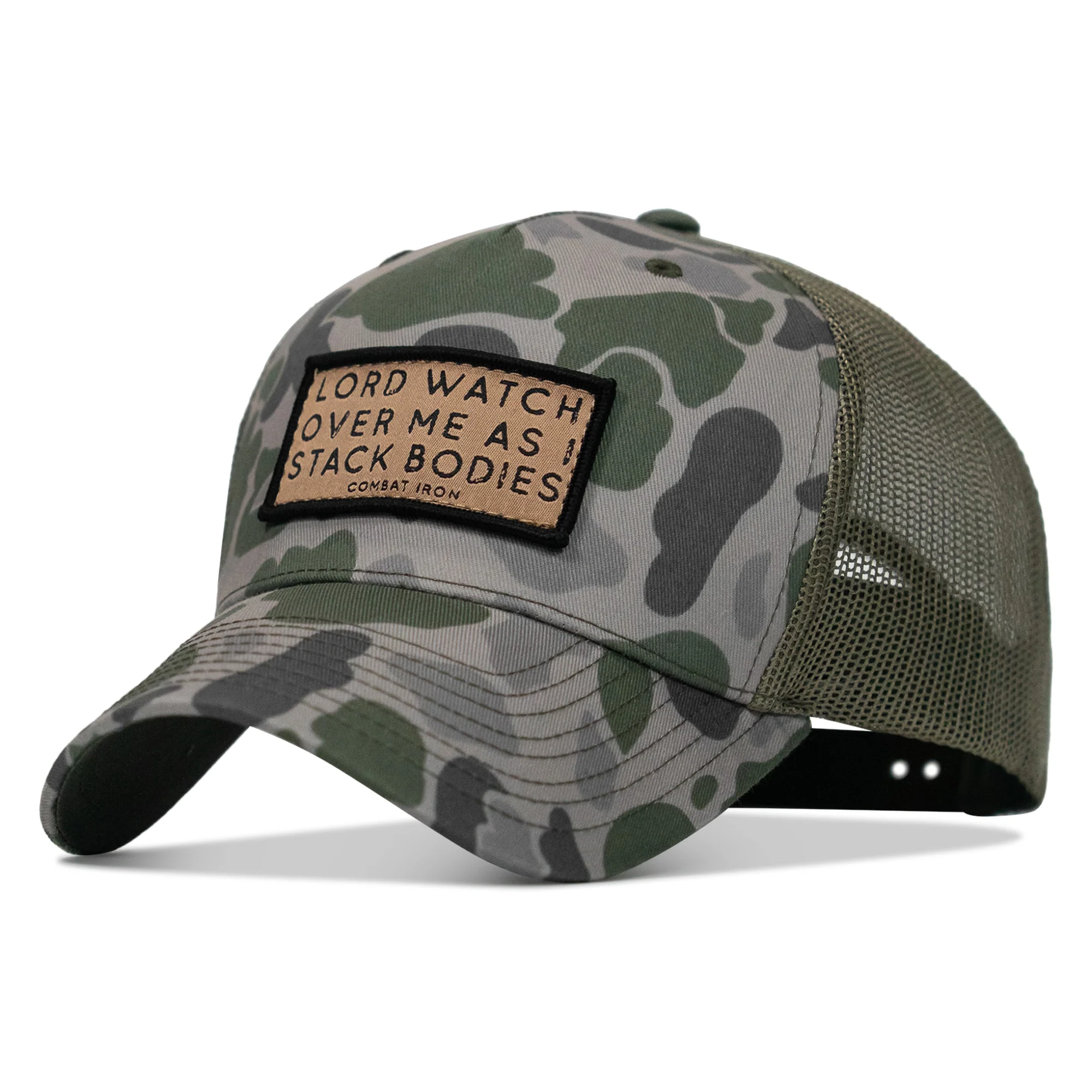 Lord Watch Over Me As I Stack Bodies Tan Patch Snapback Hat - Image 8