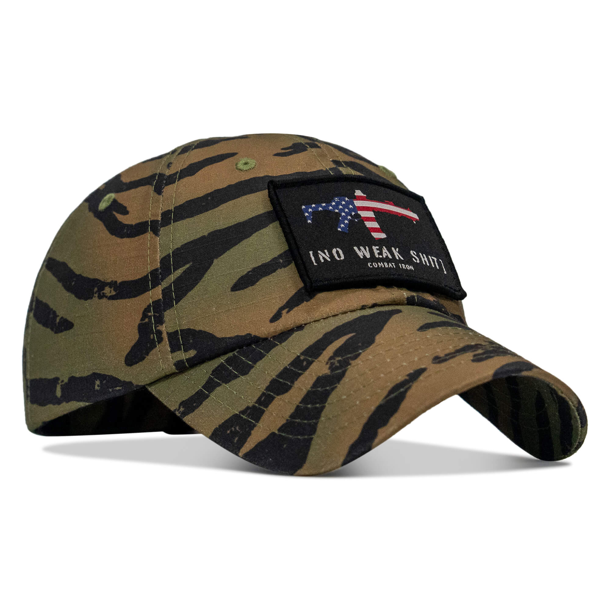 No Weak Shit American Flag Rifle Patch Tactical Ripstop Mesh Snapback Hat - Image 13